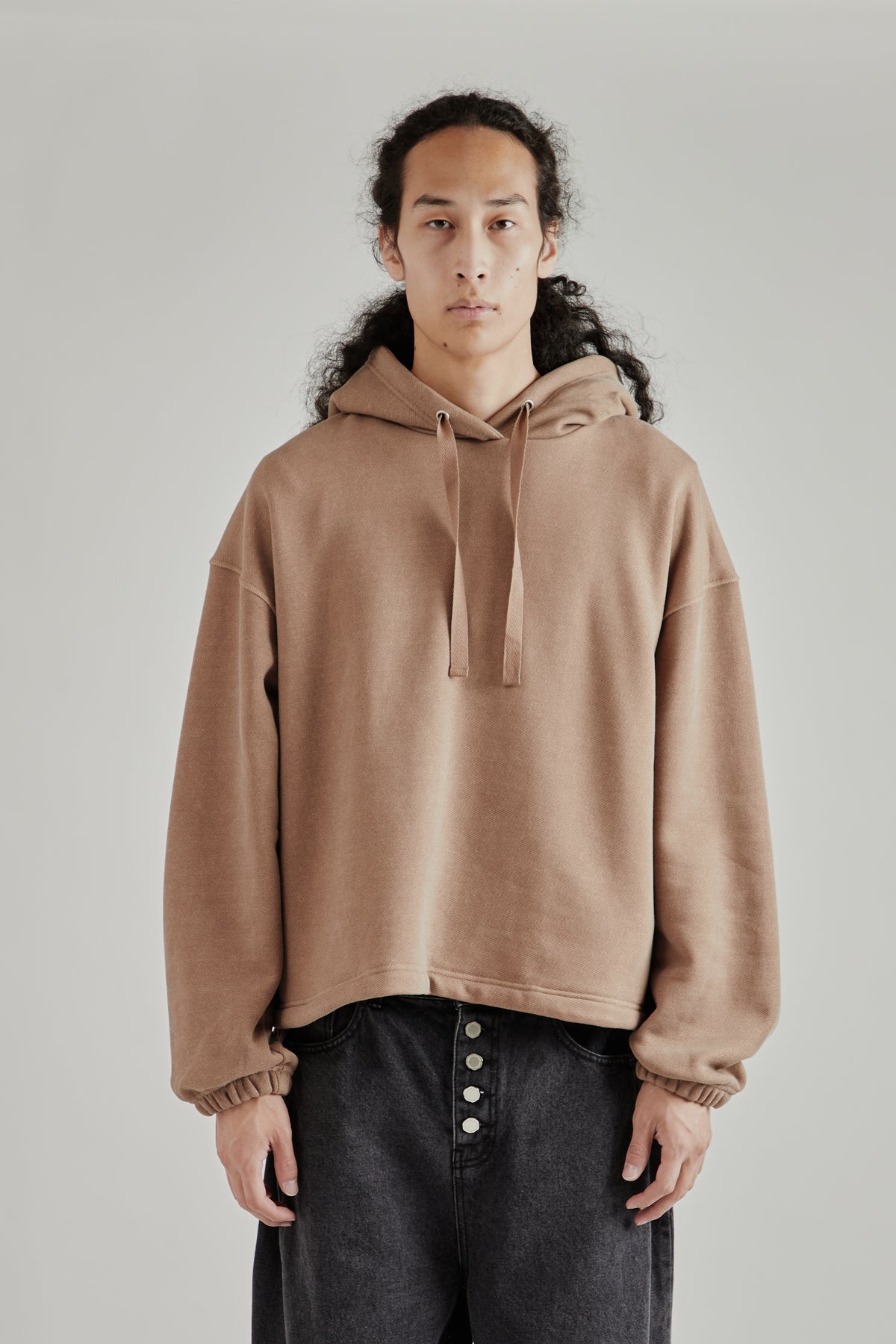 String Boxy Hoodie - Brown