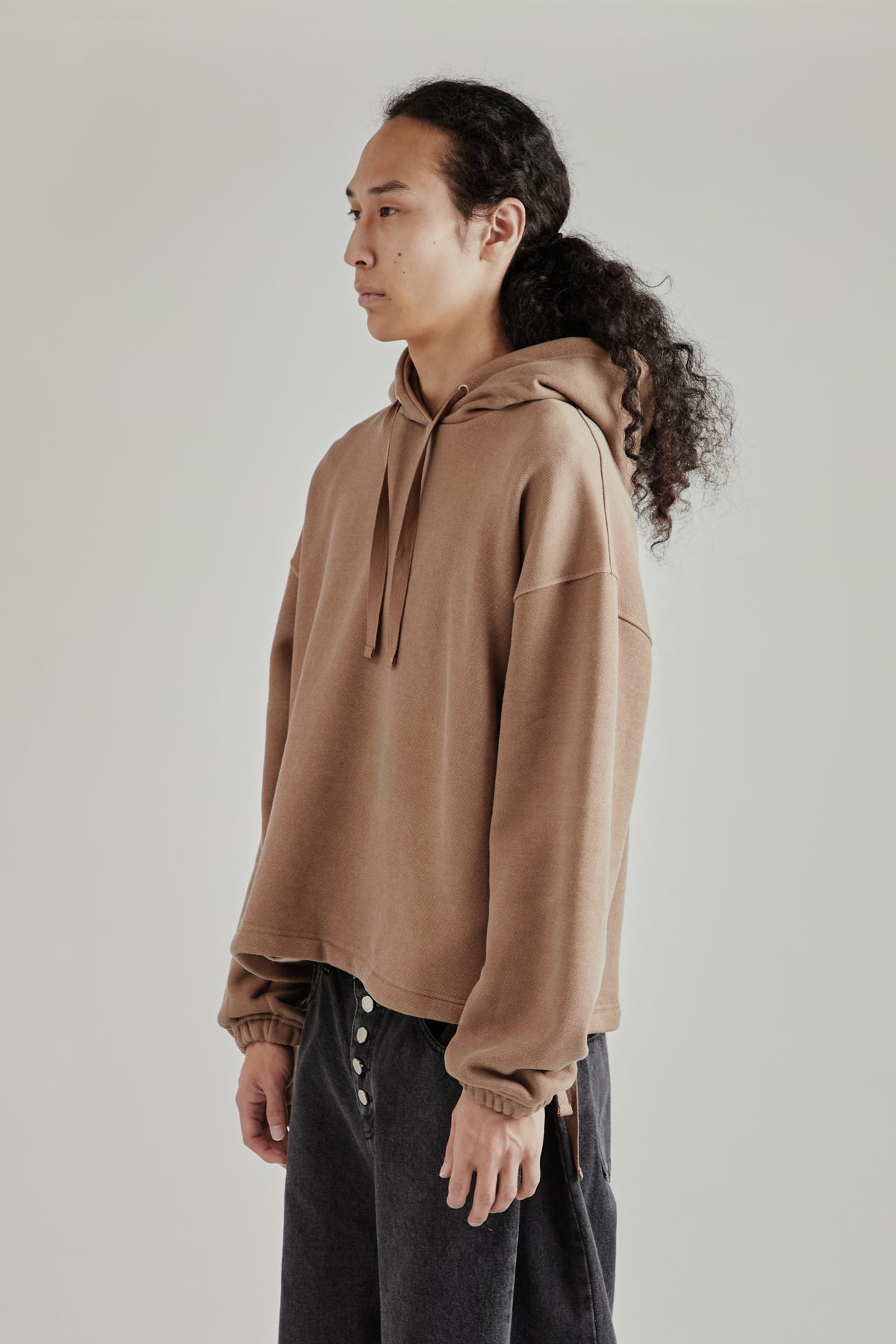 String Boxy Hoodie - Brown