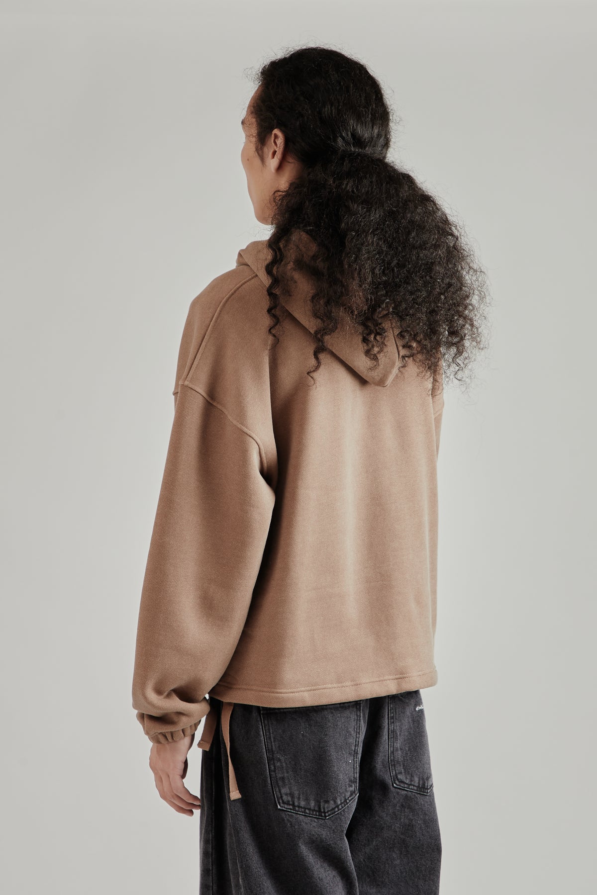 String Boxy Hoodie - Brown