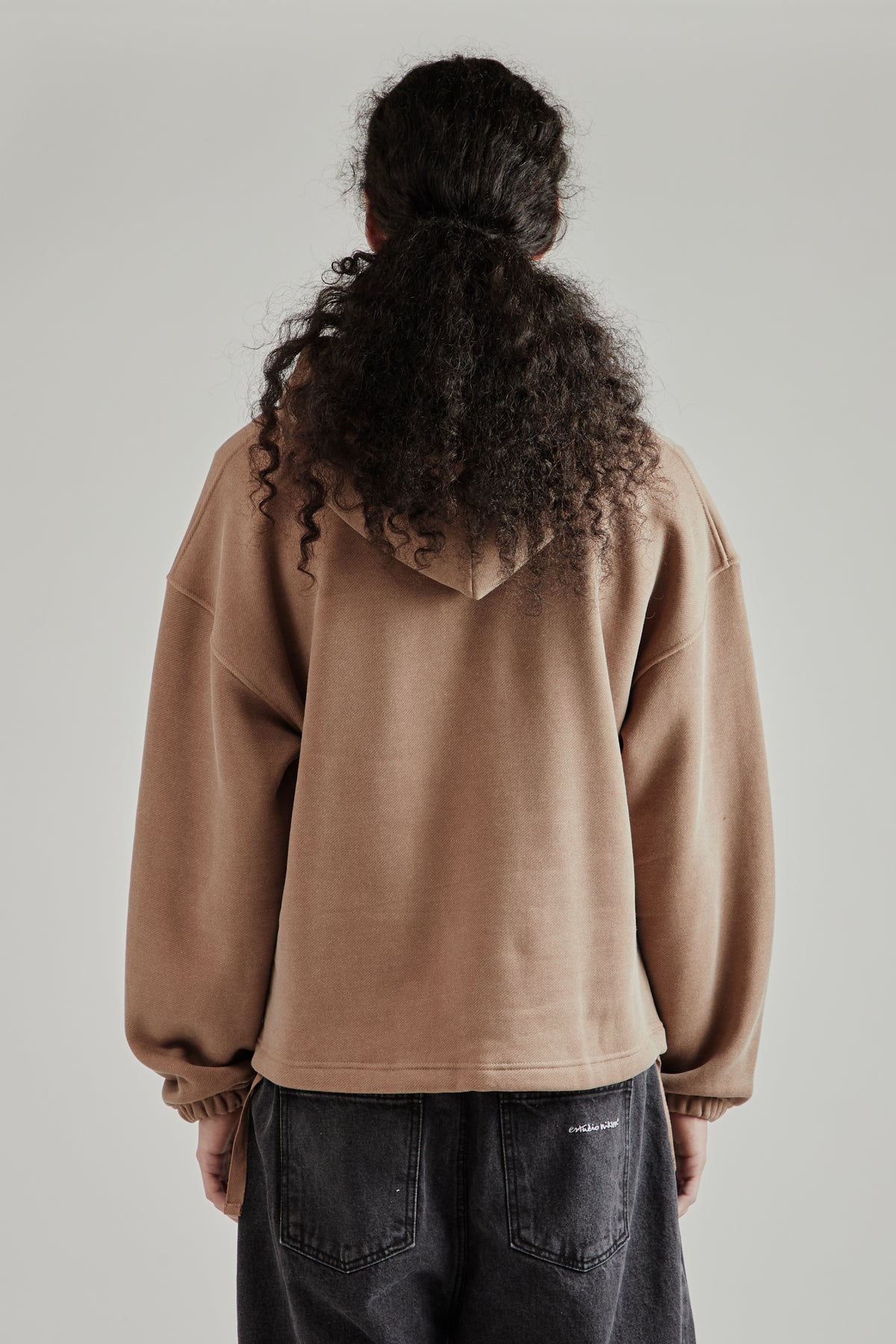 String Boxy Hoodie - Brown