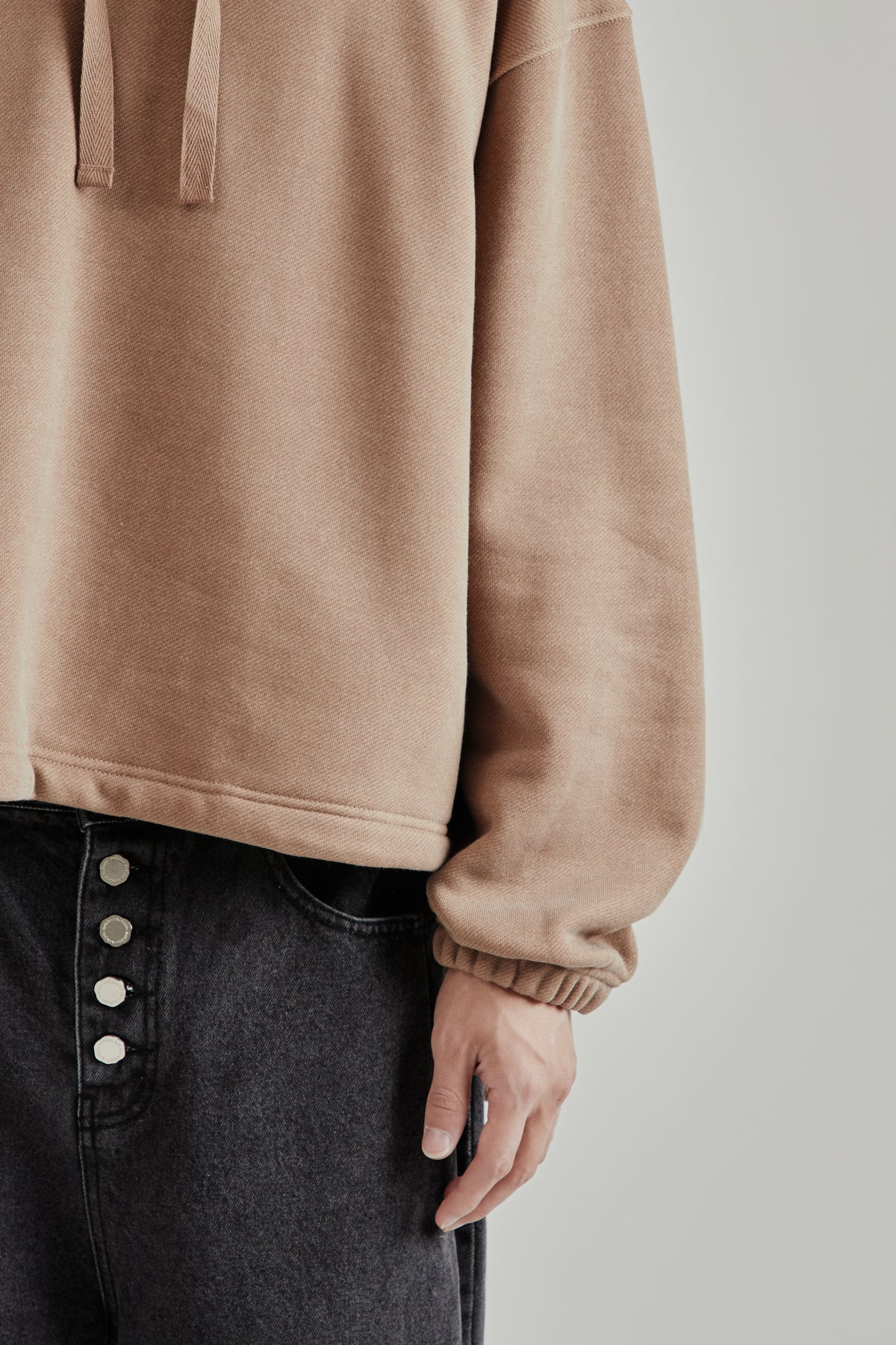 String Boxy Hoodie - Brown