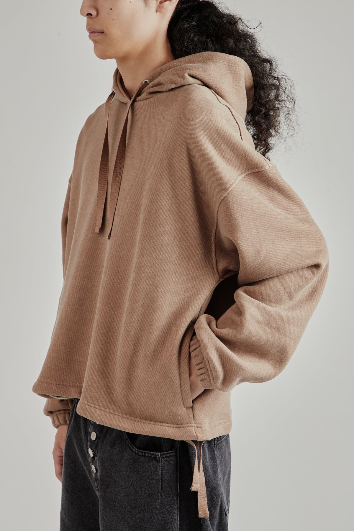 String Boxy Hoodie - Brown