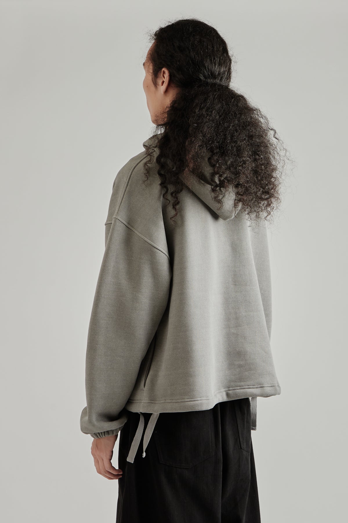 String Boxy Hoodie - Charcoal