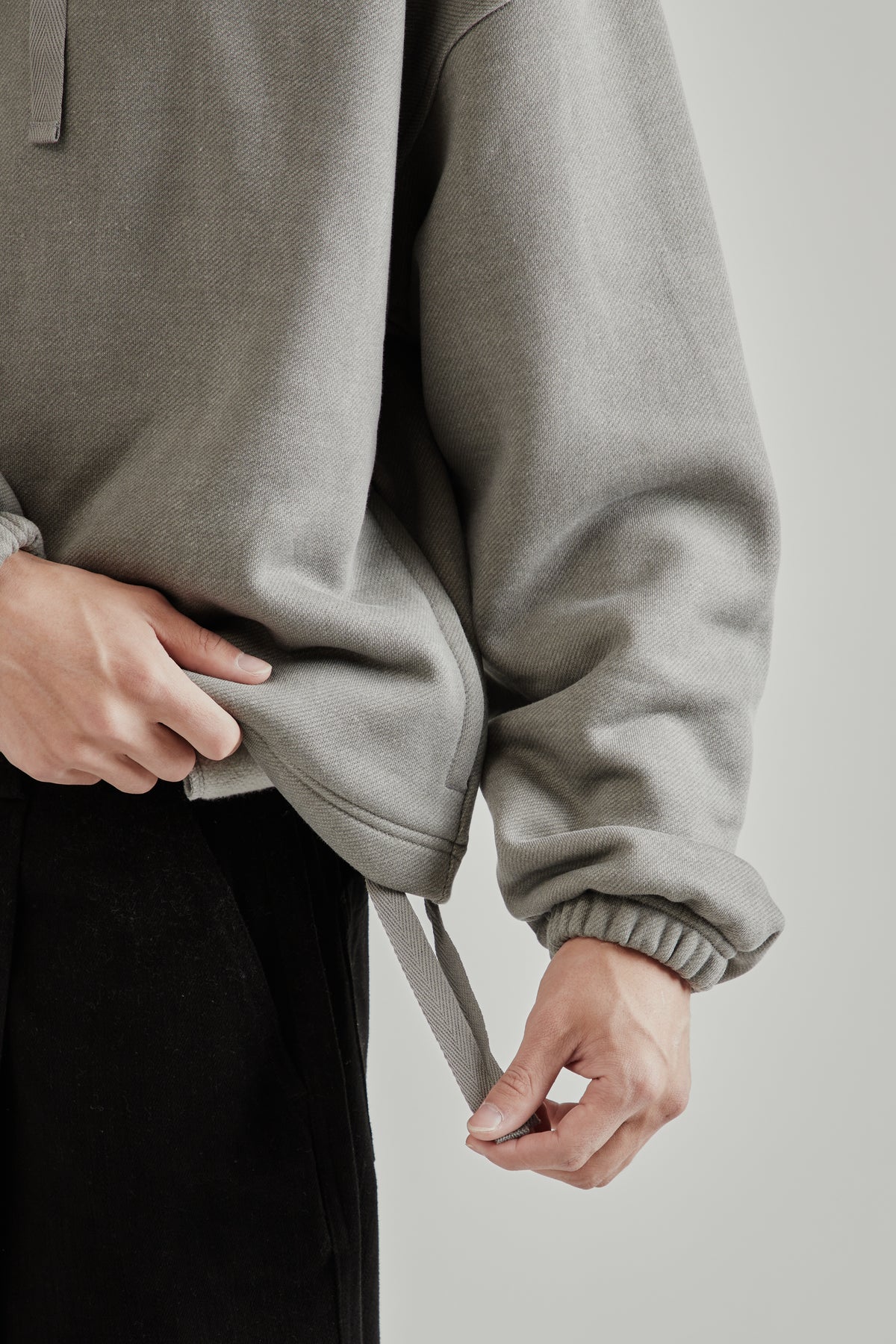 String Boxy Hoodie - Charcoal