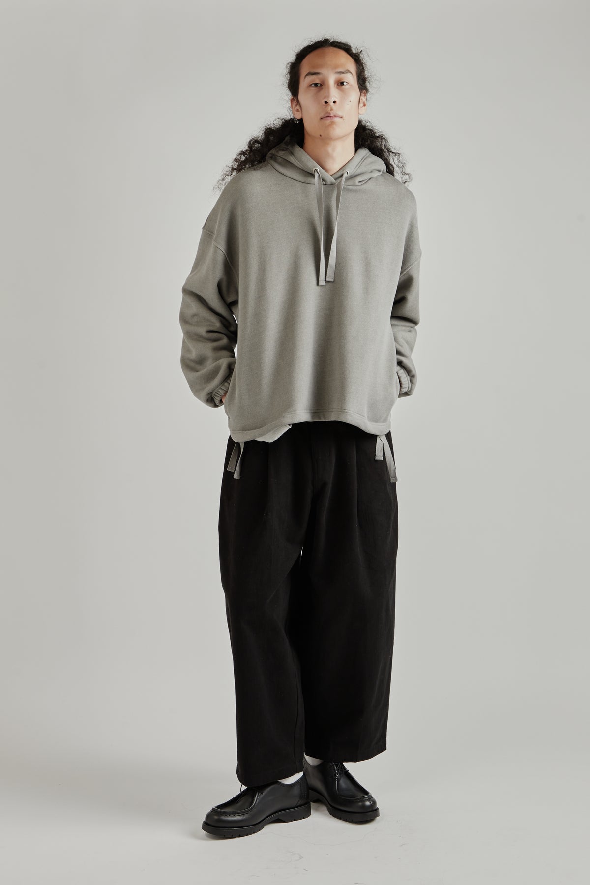 String Boxy Hoodie - Charcoal