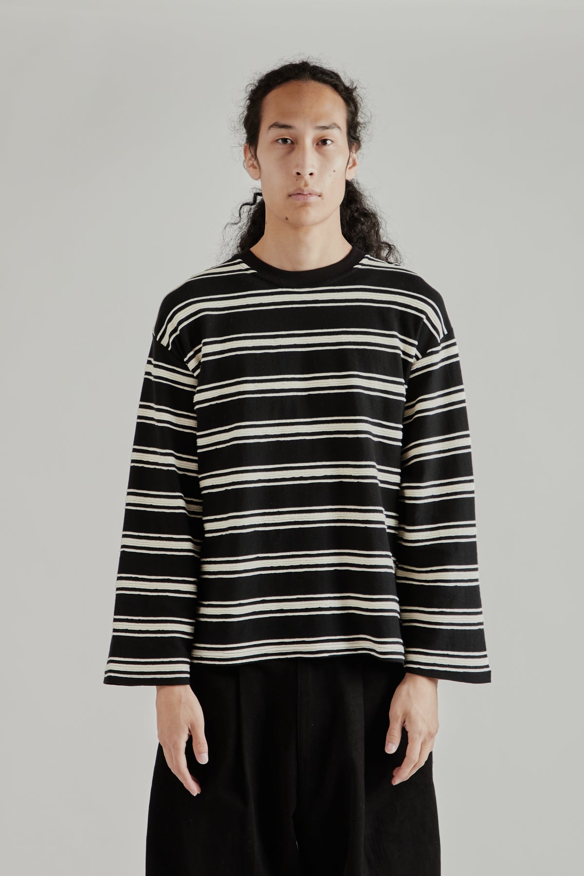 Textured Stripe Tee - Black Stripe