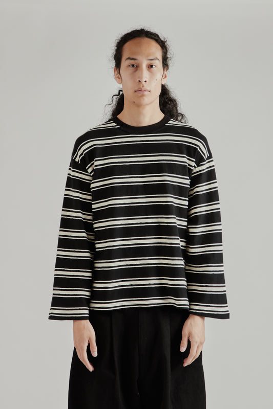 Textured Stripe Tee - Black Stripe