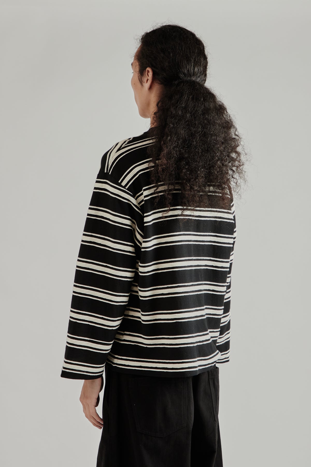 Textured Stripe Tee - Black Stripe