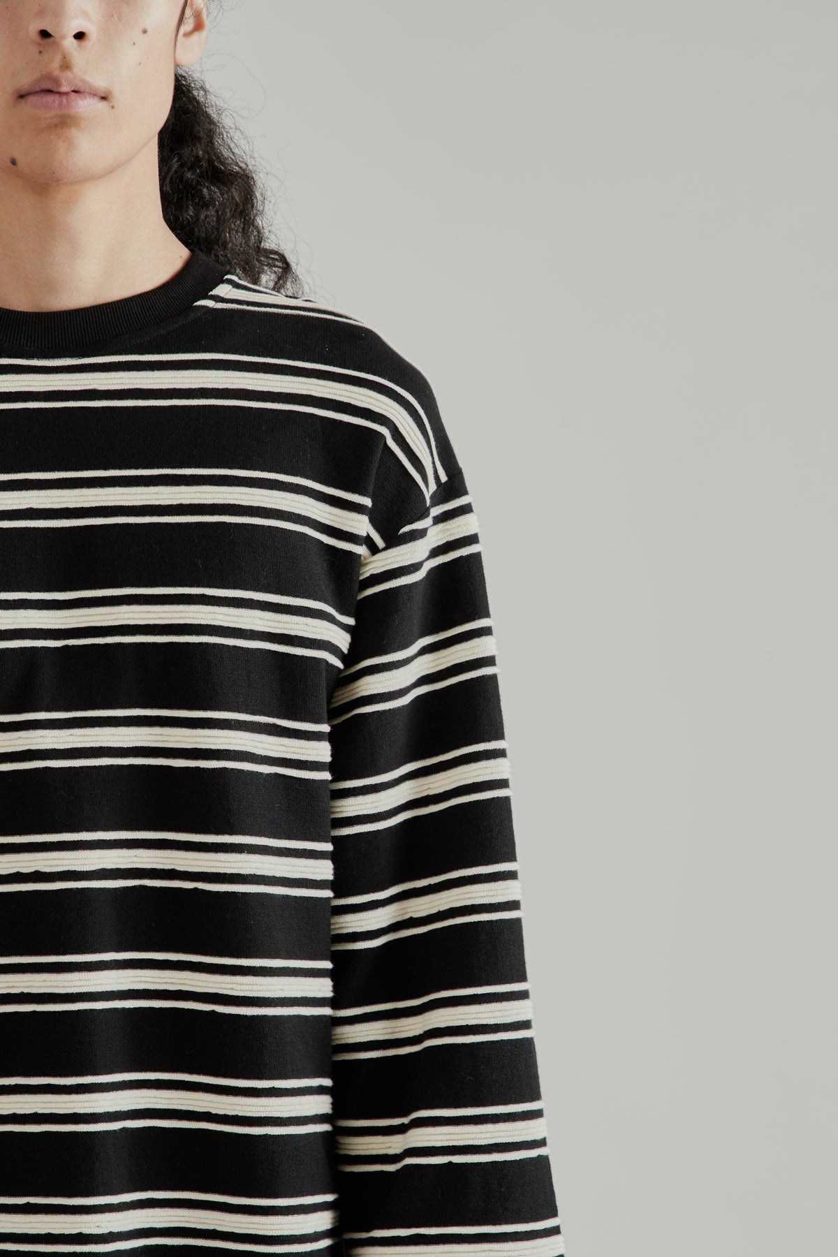 Textured Stripe Tee - Black Stripe