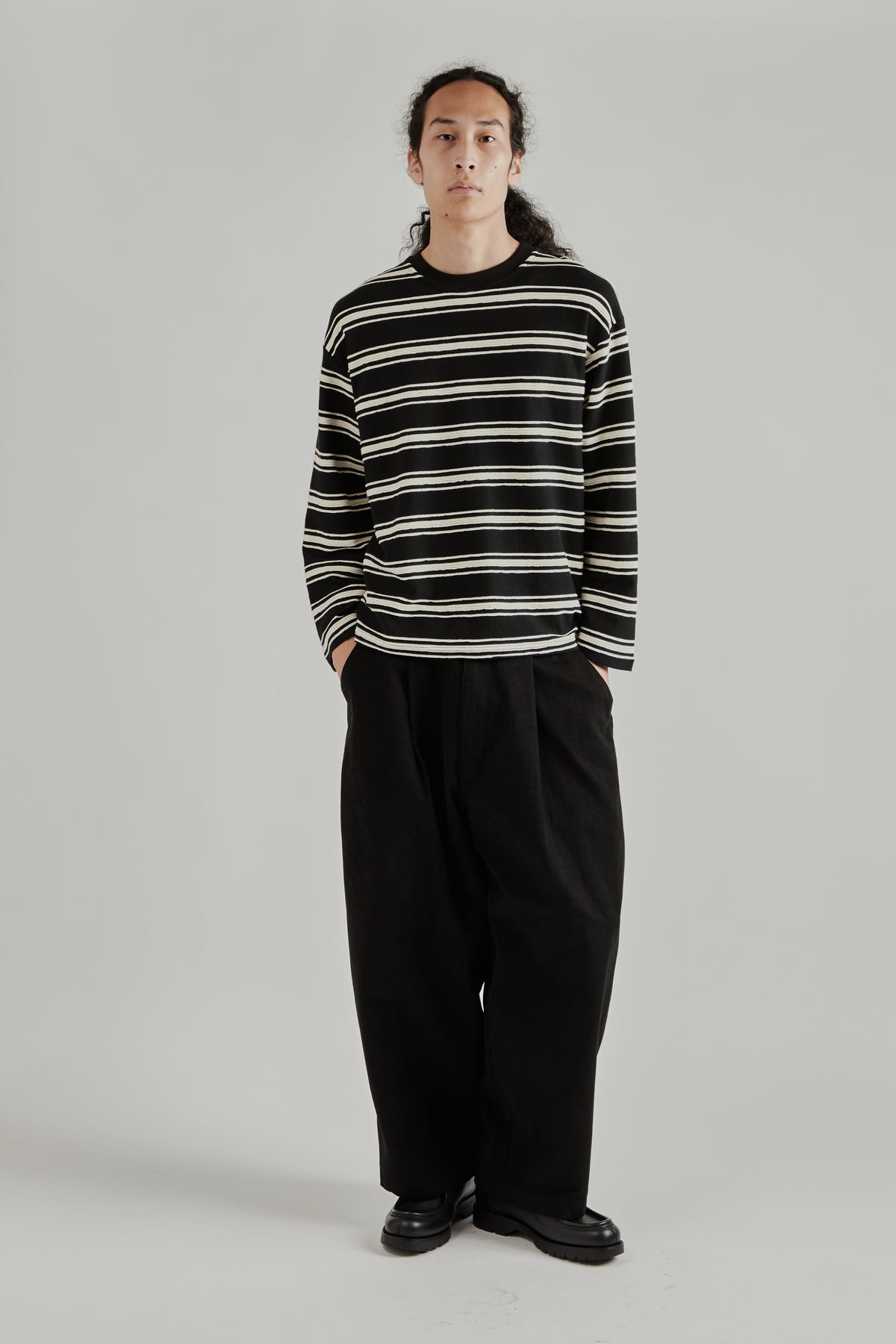 Textured Stripe Tee - Black Stripe