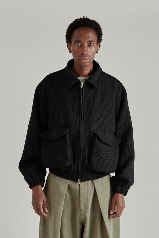 Estudio Niksen FW26 Tweed Bomber Jacket Black1590