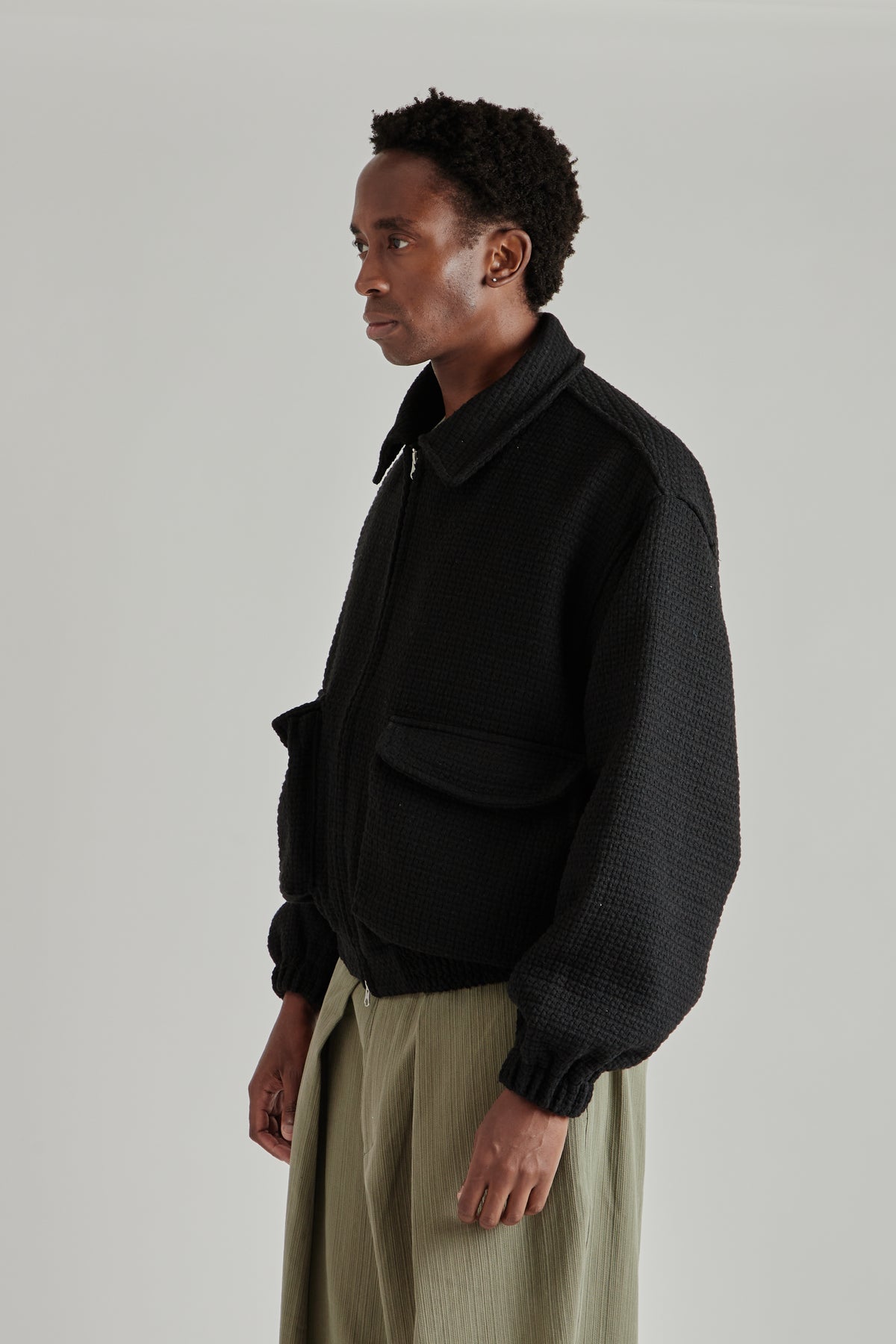 Estudio Niksen FW26 Tweed Bomber Jacket Black1593