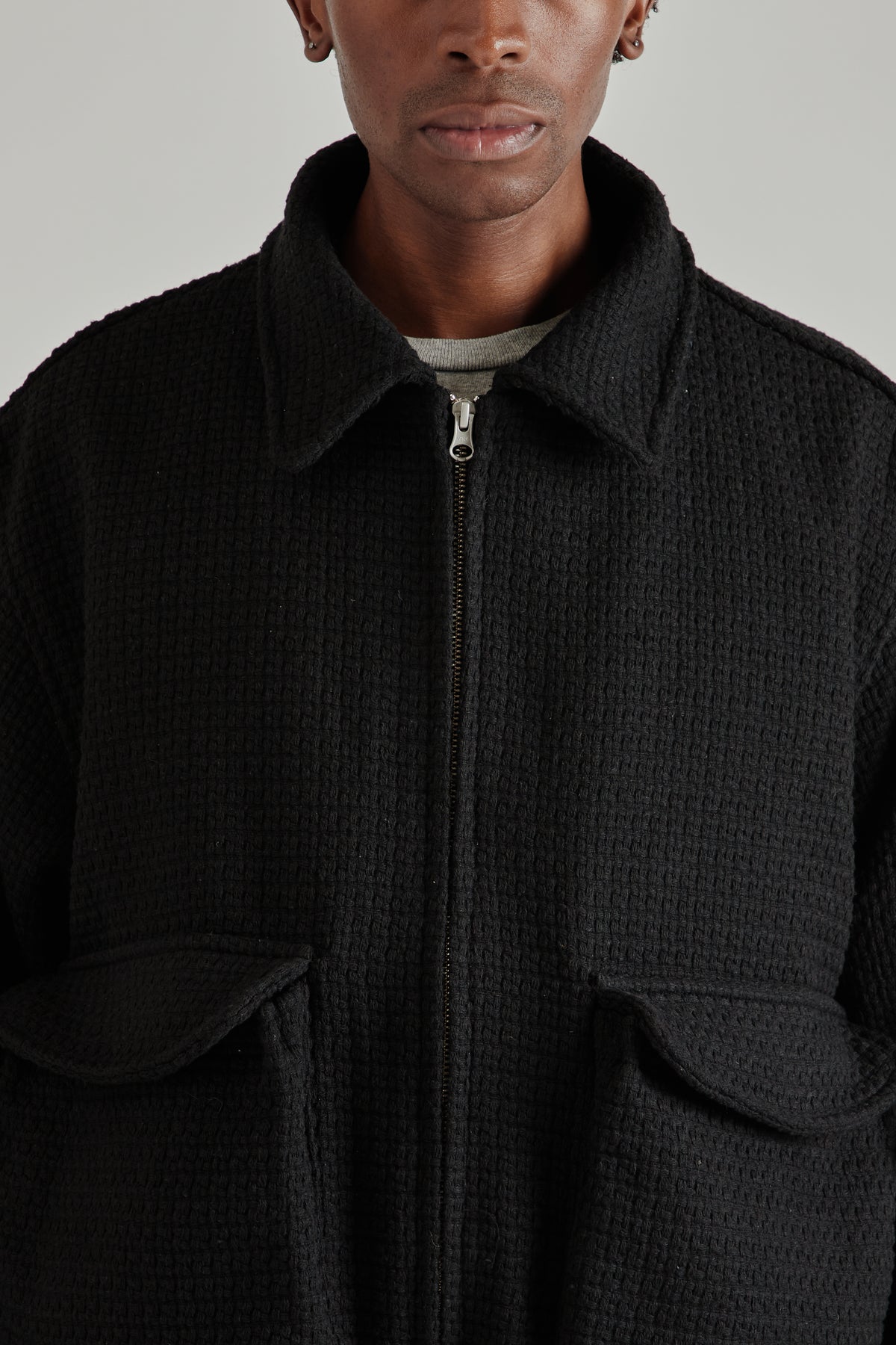 Estudio Niksen FW26 Tweed Bomber Jacket Black1600