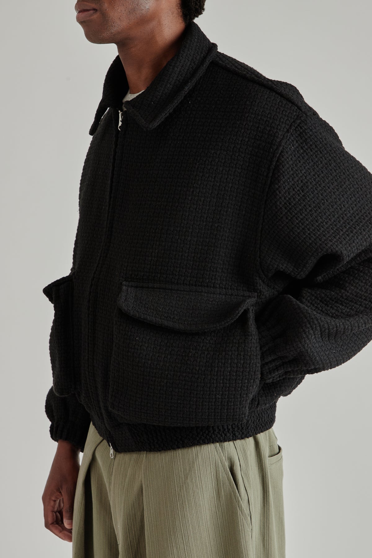 Estudio Niksen FW26 Tweed Bomber Jacket Black1603