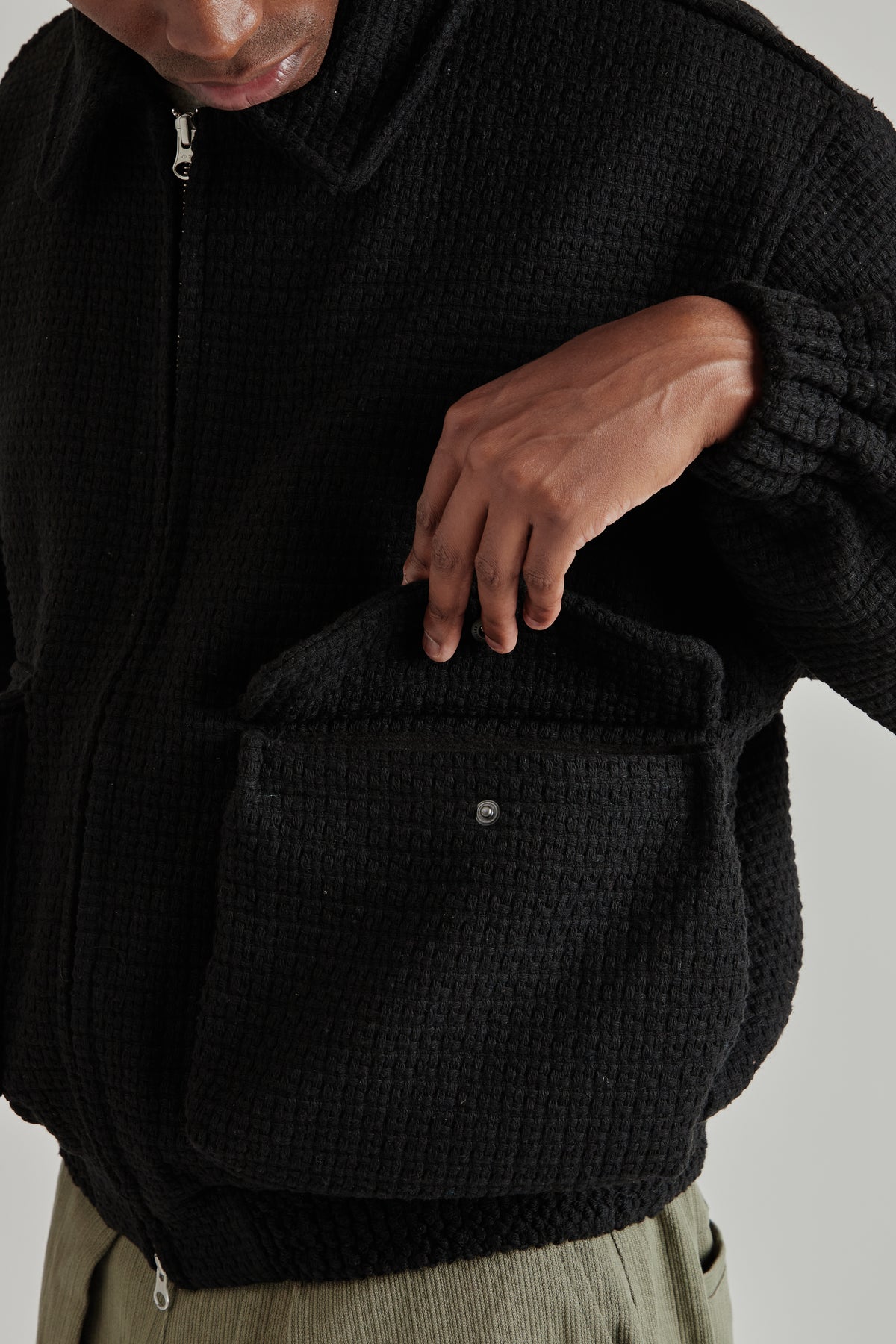 Estudio Niksen FW26 Tweed Bomber Jacket Black1605