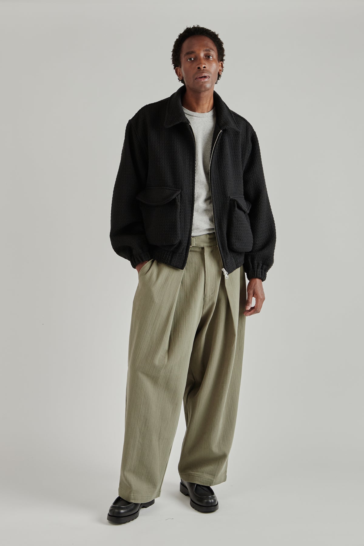 Estudio Niksen FW26 Tweed Bomber Jacket Black1607