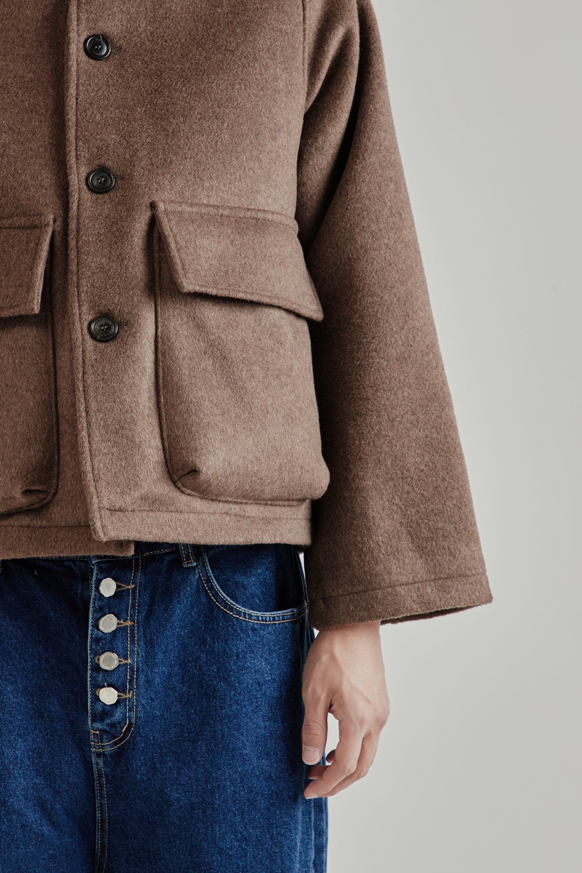 Wool Pocket Coat - Brown