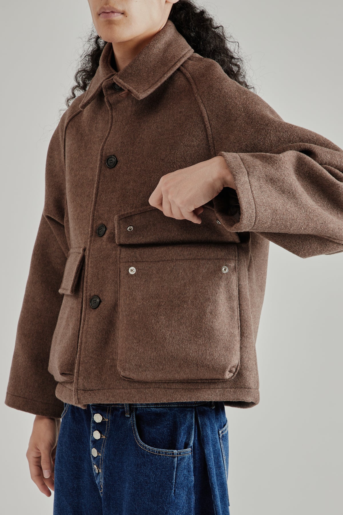 Wool Pocket Coat - Brown