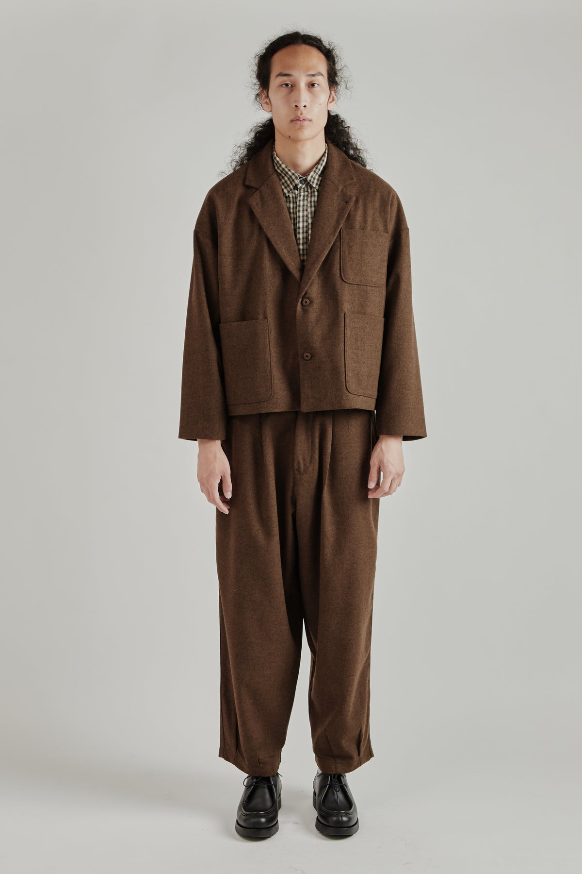 Wool Pocket Suit Jacket - Brown