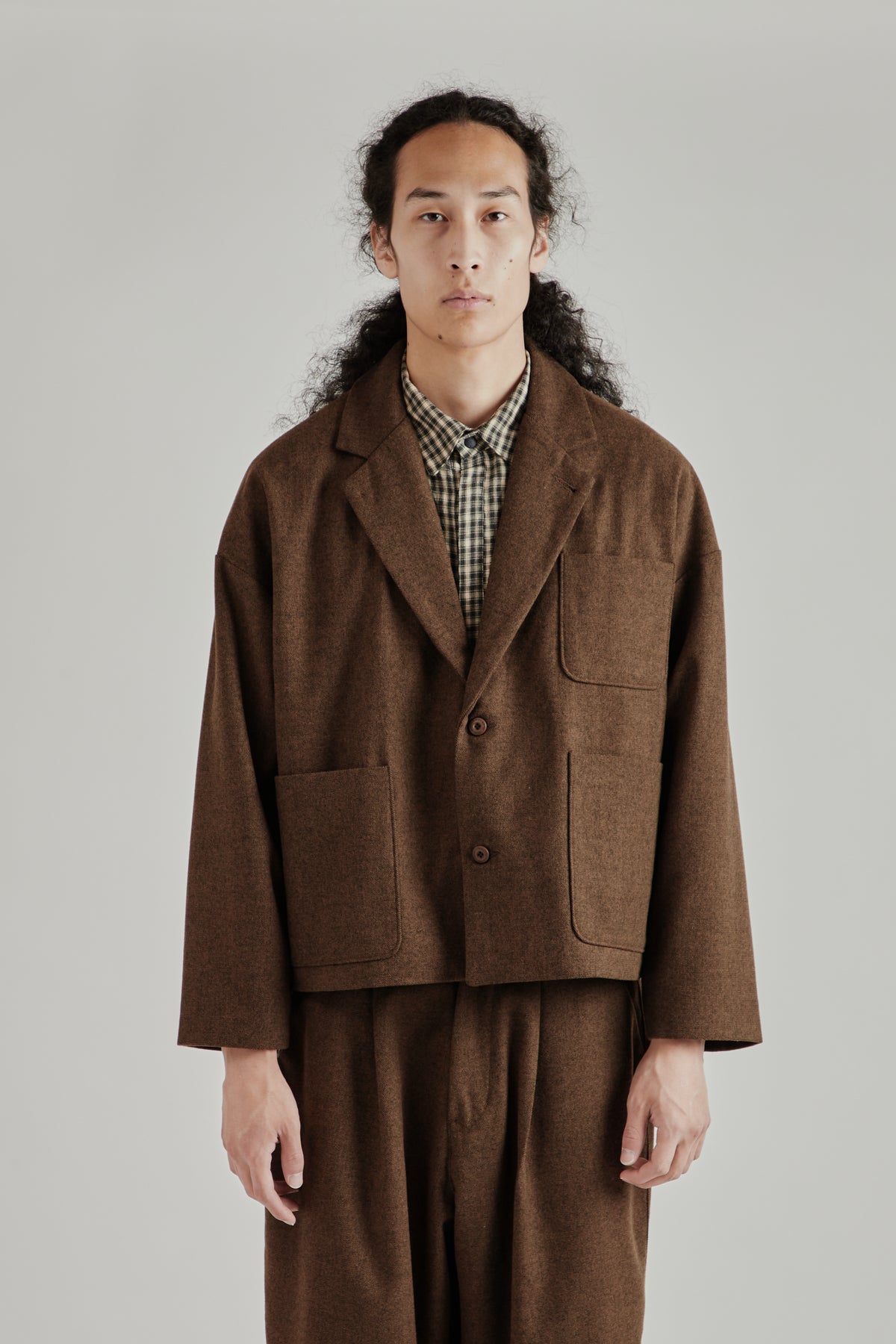 Wool Pocket Suit Jacket - Brown