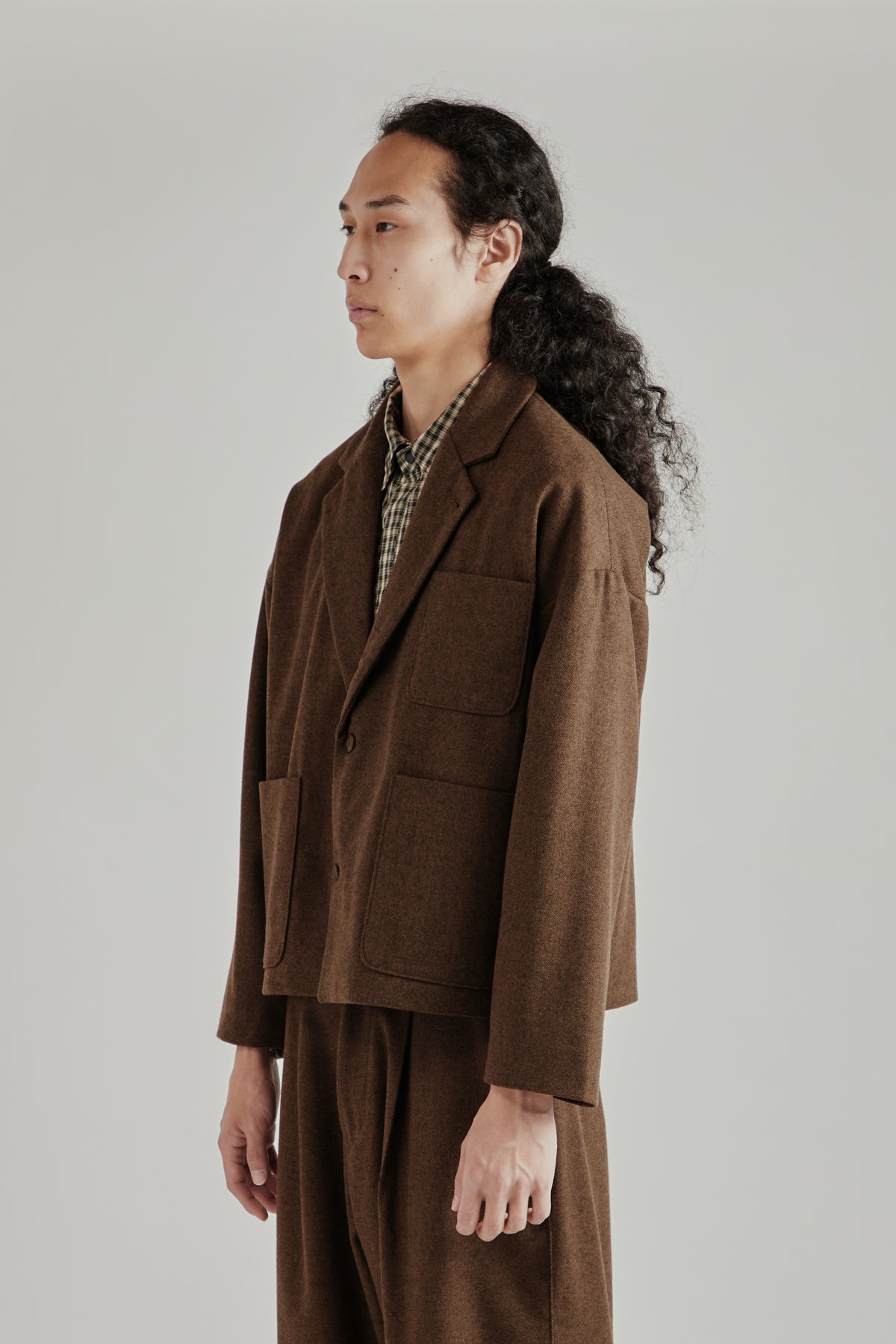 Wool Pocket Suit Jacket - Brown