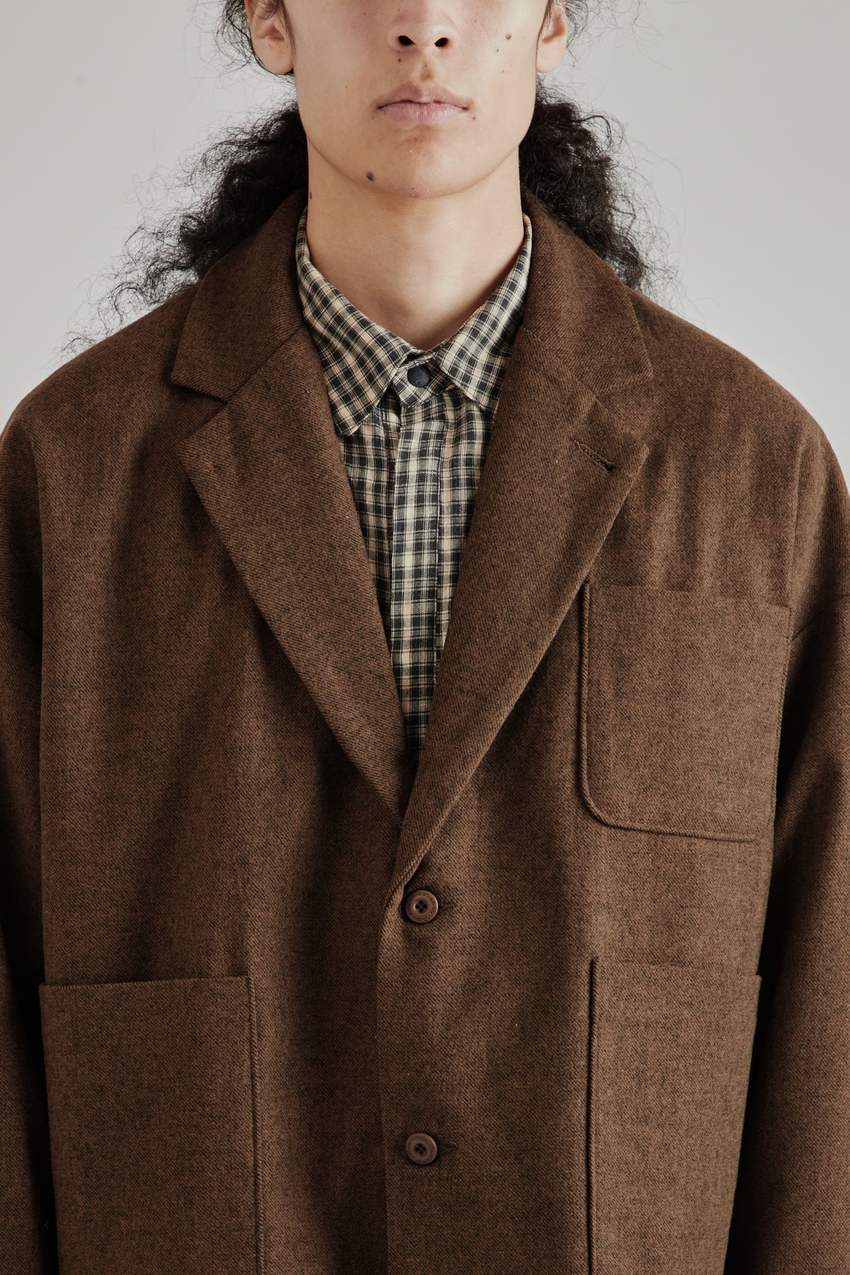 Wool Pocket Suit Jacket - Brown