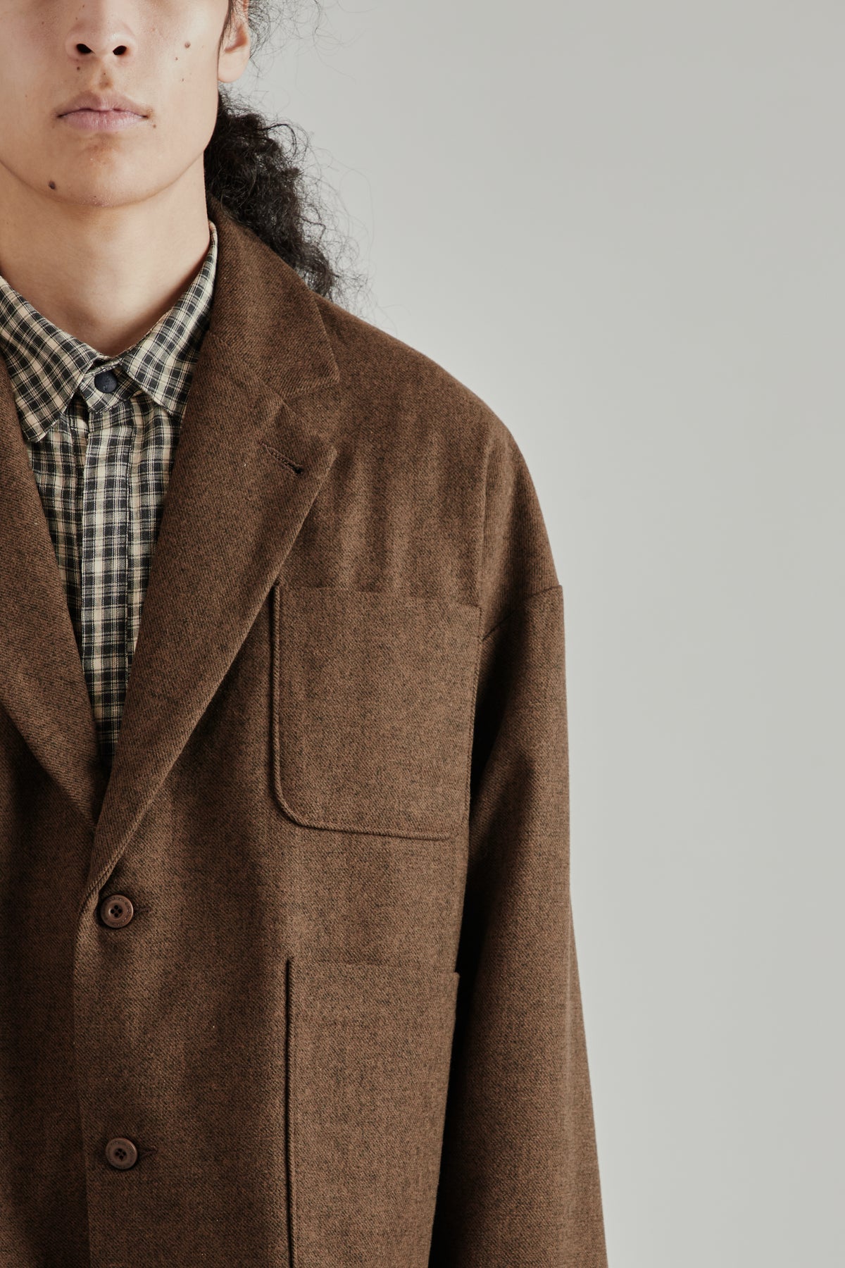 Wool Pocket Suit Jacket - Brown
