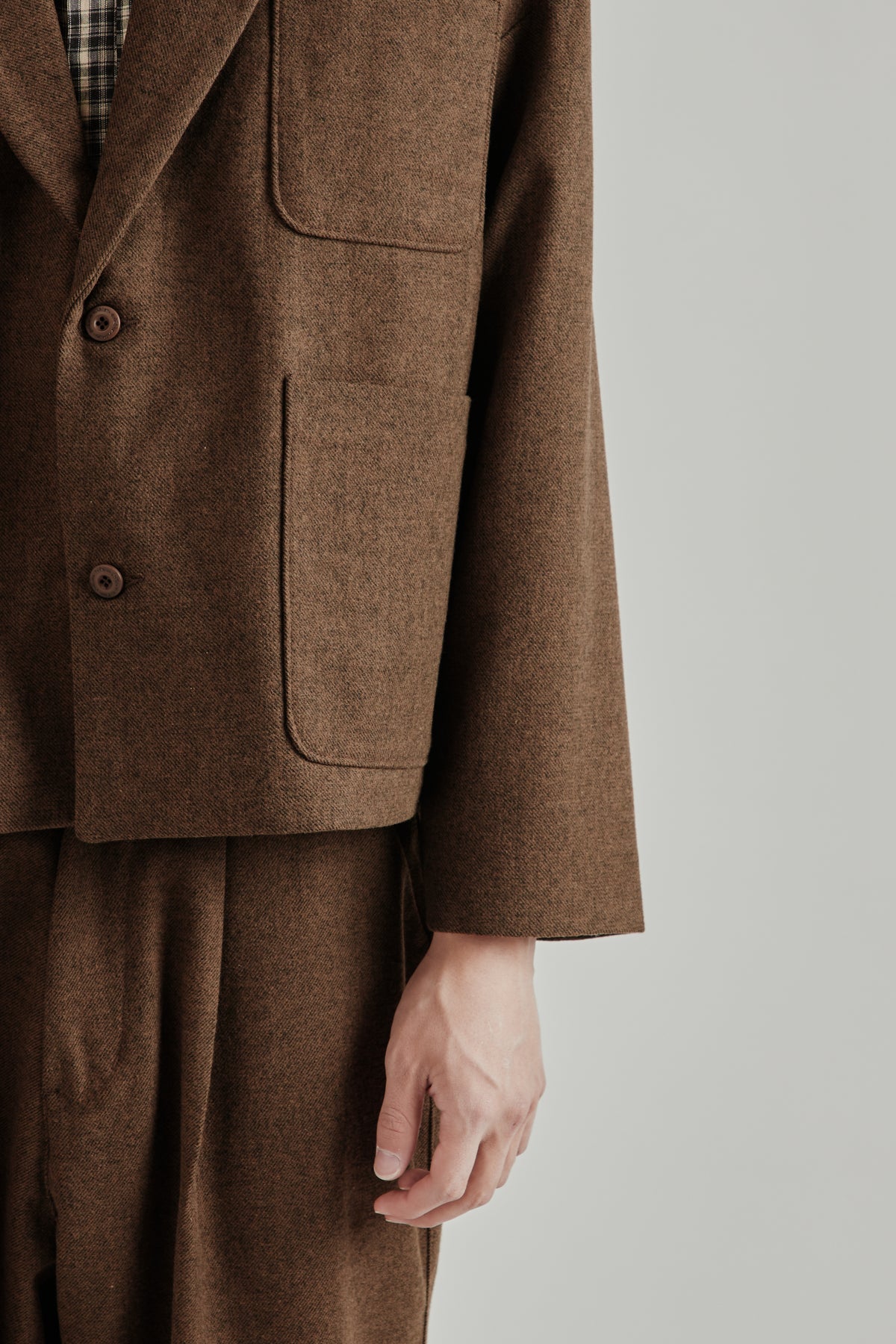 Wool Pocket Suit Jacket - Brown