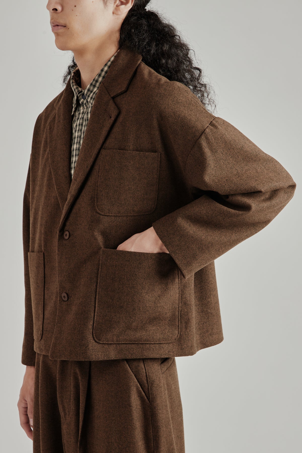 Wool Pocket Suit Jacket - Brown