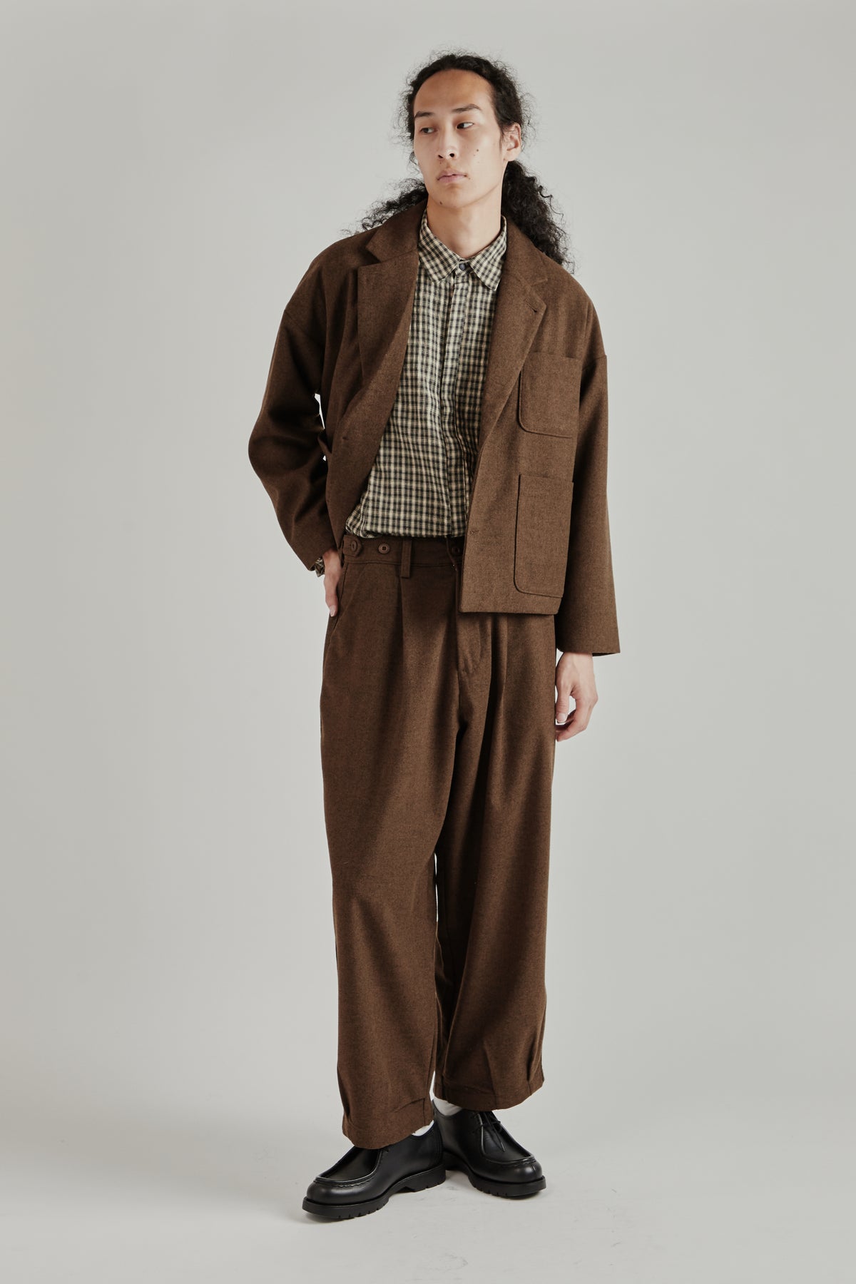 Wool Pocket Suit Jacket - Brown