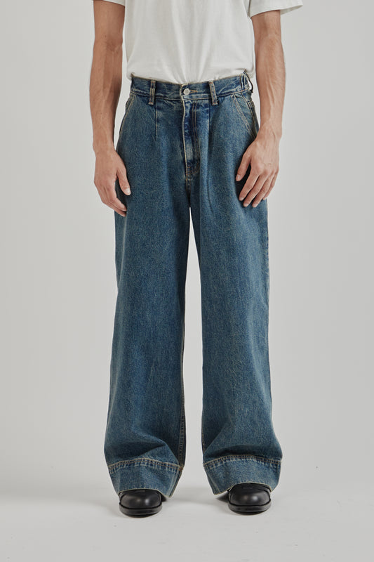 Big Hem Denim Jeans - Blue Wash