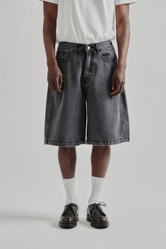 Half-Dart Denim Shorts - Black