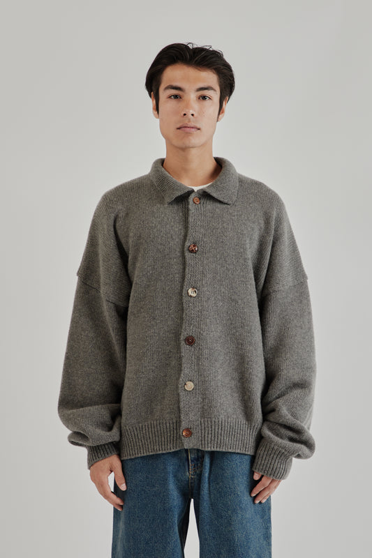 Mismatch Button Cardigan - Charcoal