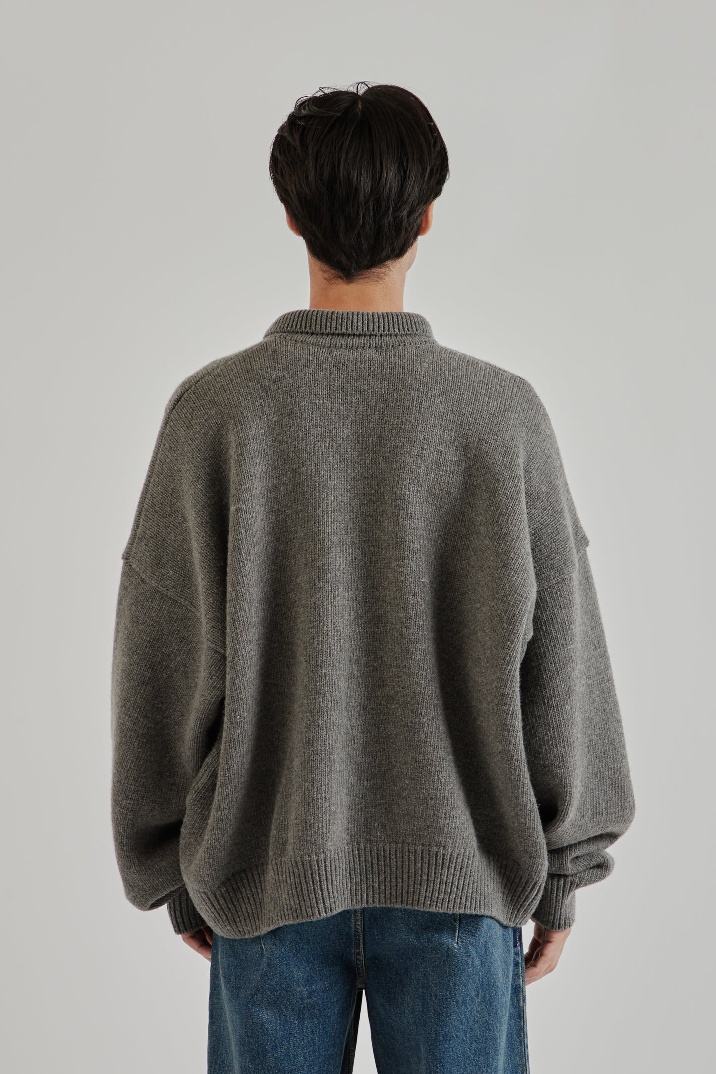 Mismatch Button Cardigan - Charcoal