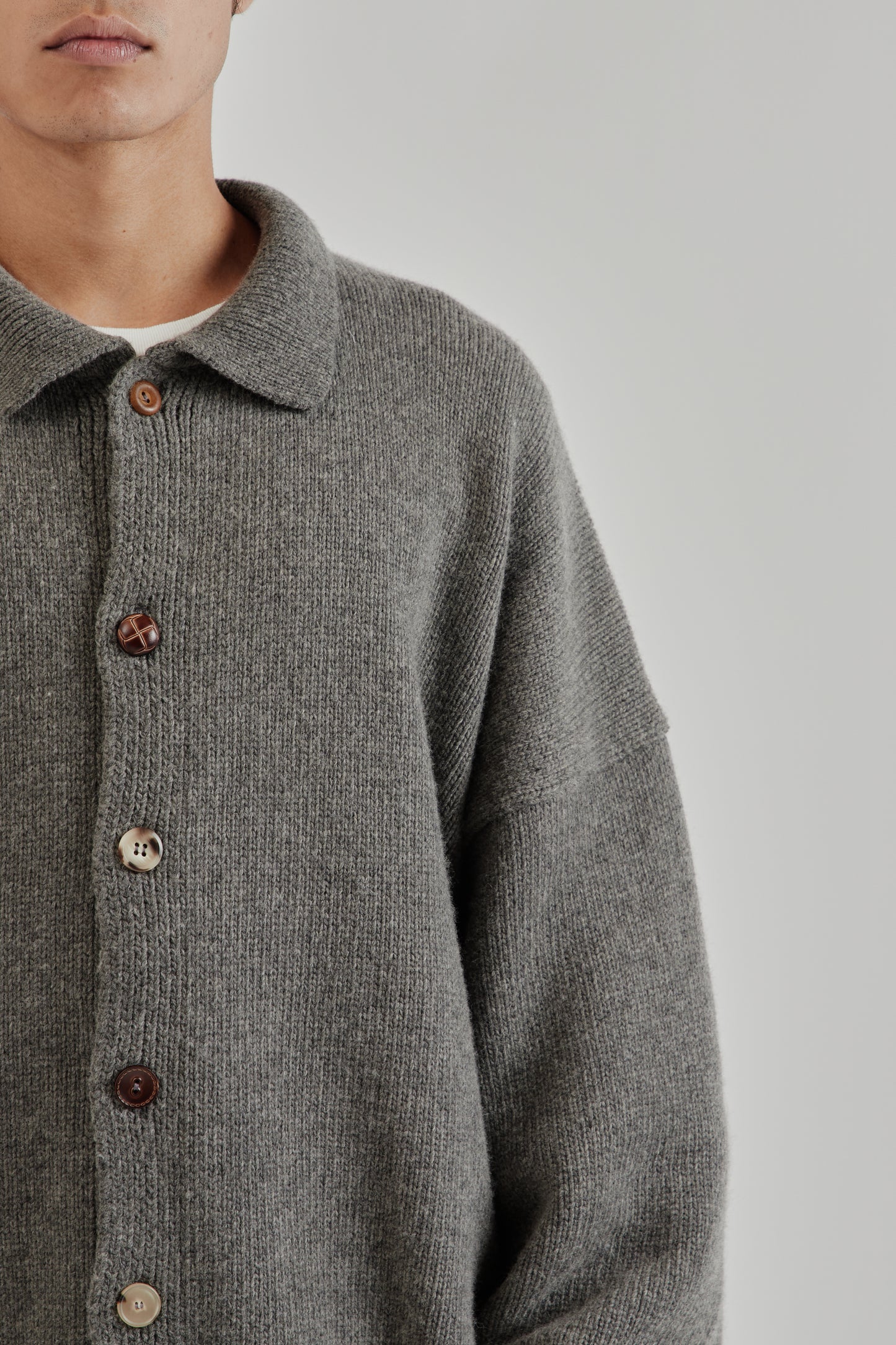 Mismatch Button Cardigan - Charcoal