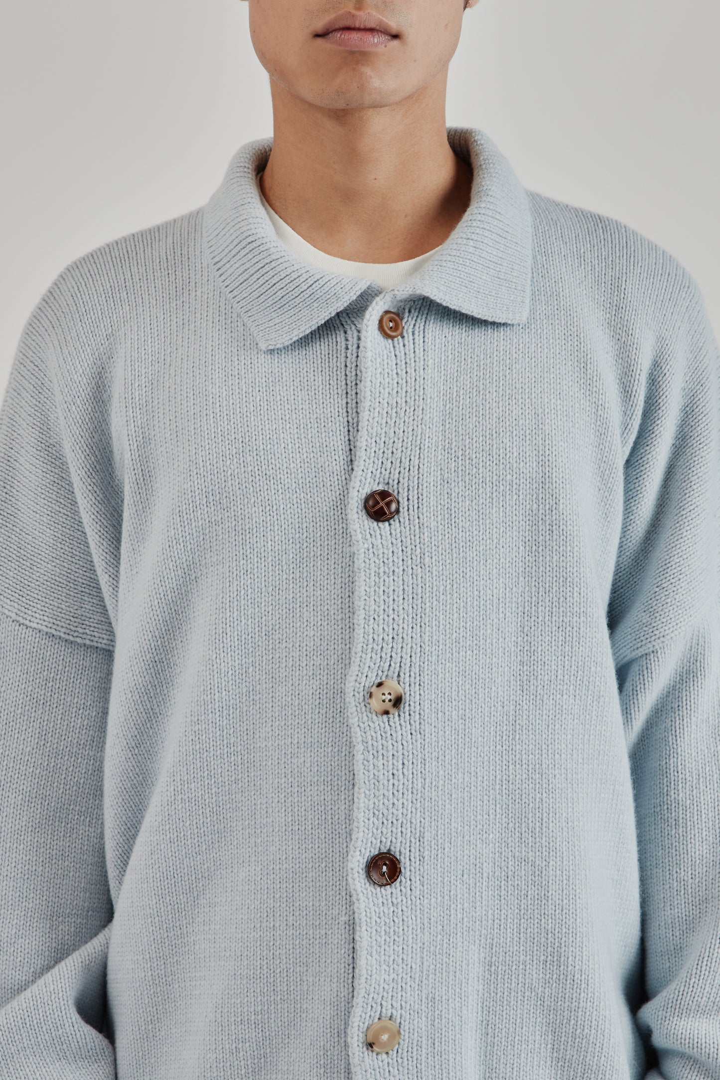 Mismatch Button Cardigan - Light Blue