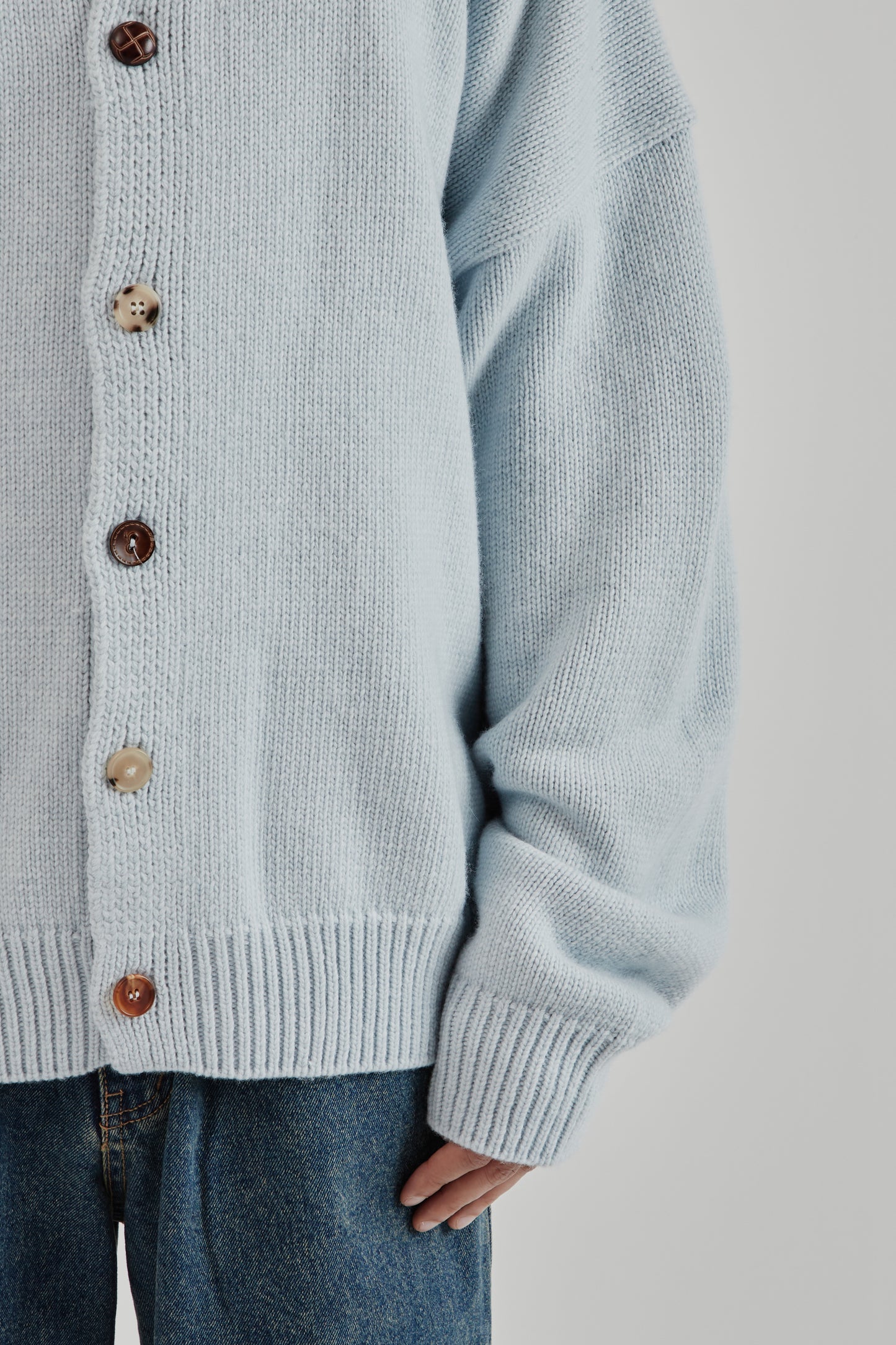 Mismatch Button Cardigan - Light Blue
