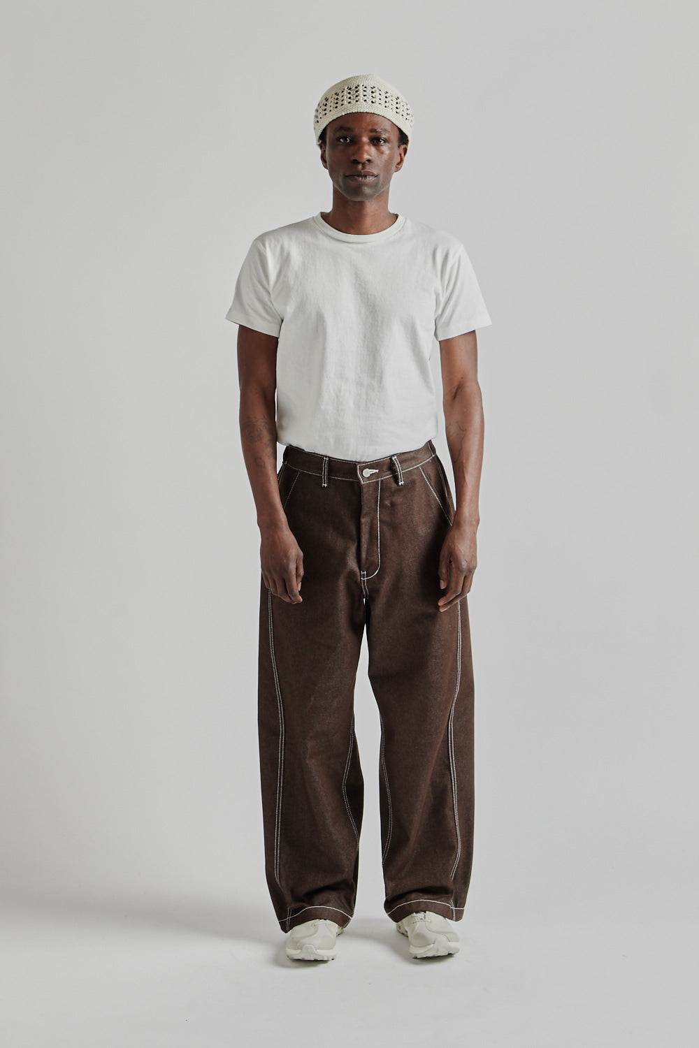 Estudio Niksen SS25 Raw Denim In-Stitch Jeans Brown 1