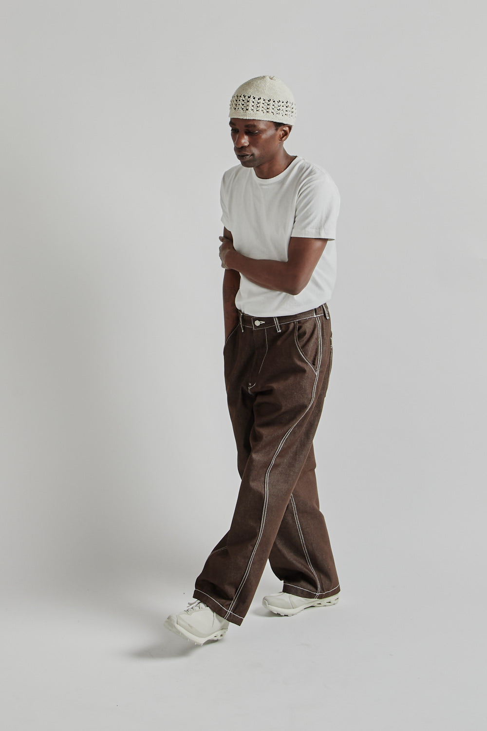 Estudio Niksen SS25 Raw Denim In-Stitch Jeans Brown 10