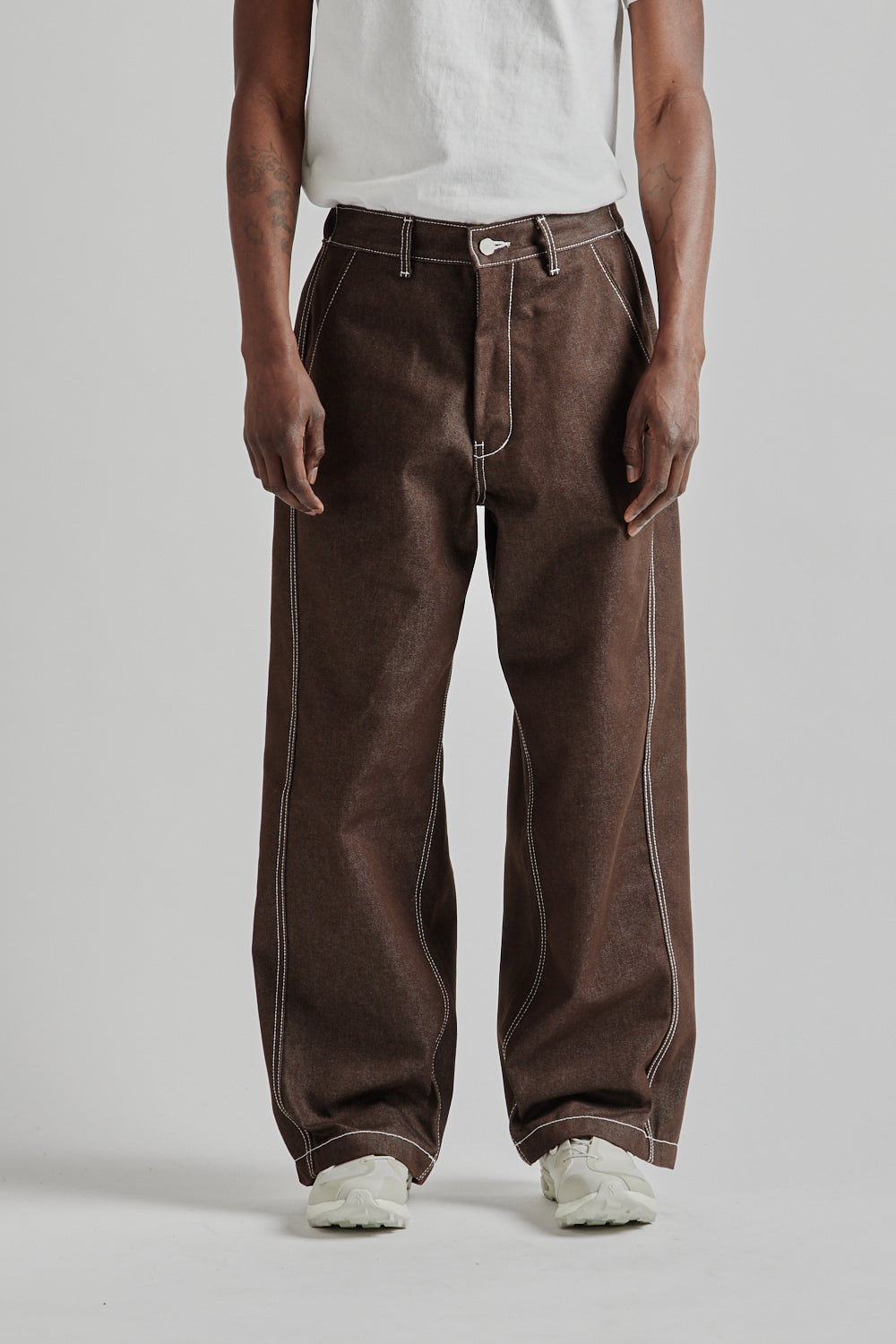 Estudio Niksen SS25 Raw Denim In-Stitch Jeans Brown 2