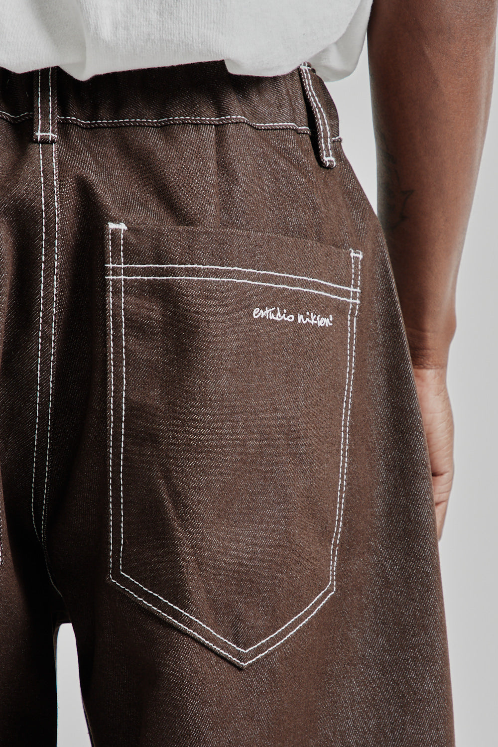 Estudio Niksen SS25 Raw Denim In-Stitch Jeans Brown 6