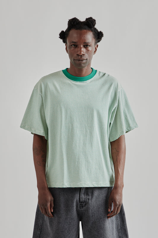 Signature Cropped Tee - Green Stripe