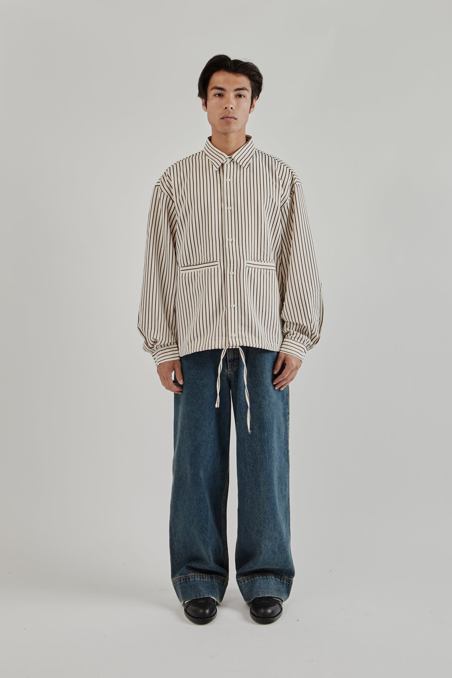Estudio Niksen SS25 Stripe Pocket Shirt Brown Stripe 1