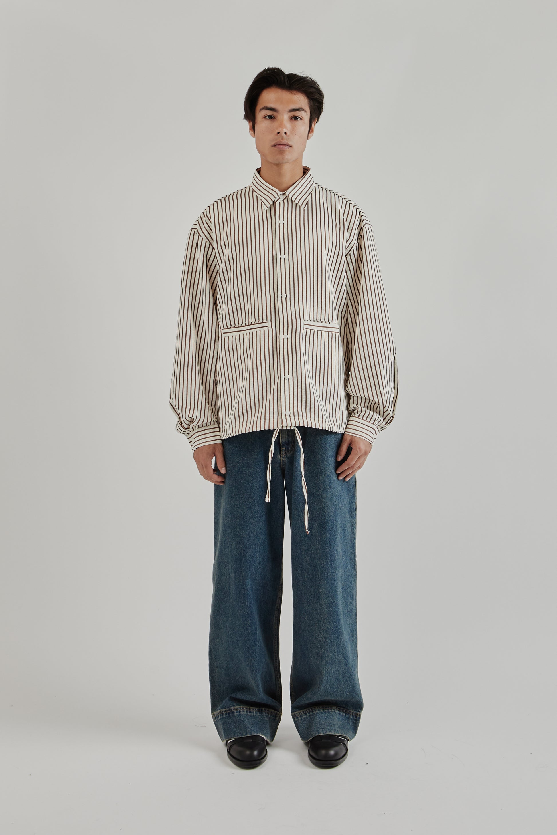 Estudio Niksen SS25 Stripe Pocket Shirt Brown Stripe 1