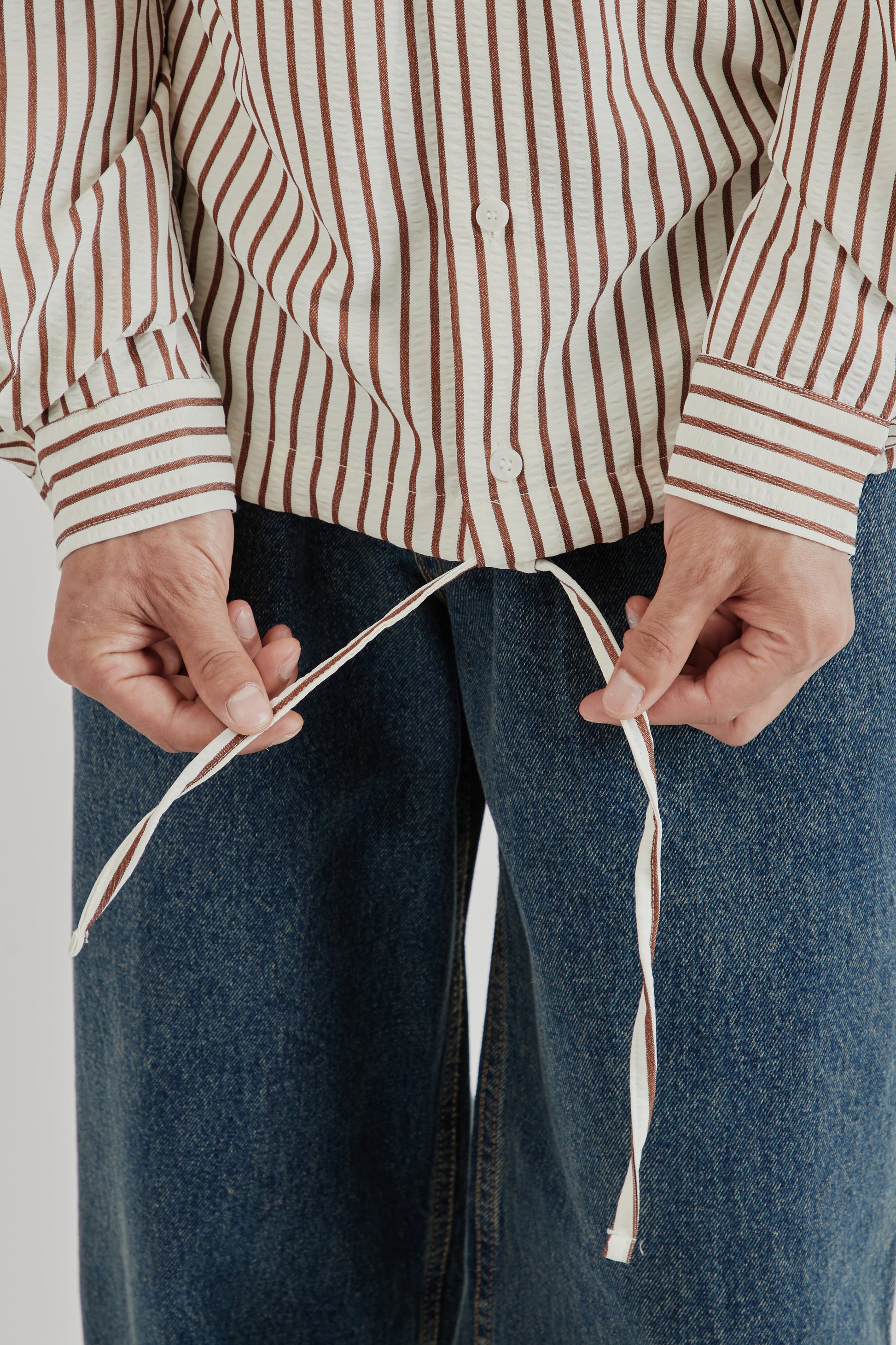 Estudio Niksen SS25 Stripe Pocket Shirt Brown Stripe 10