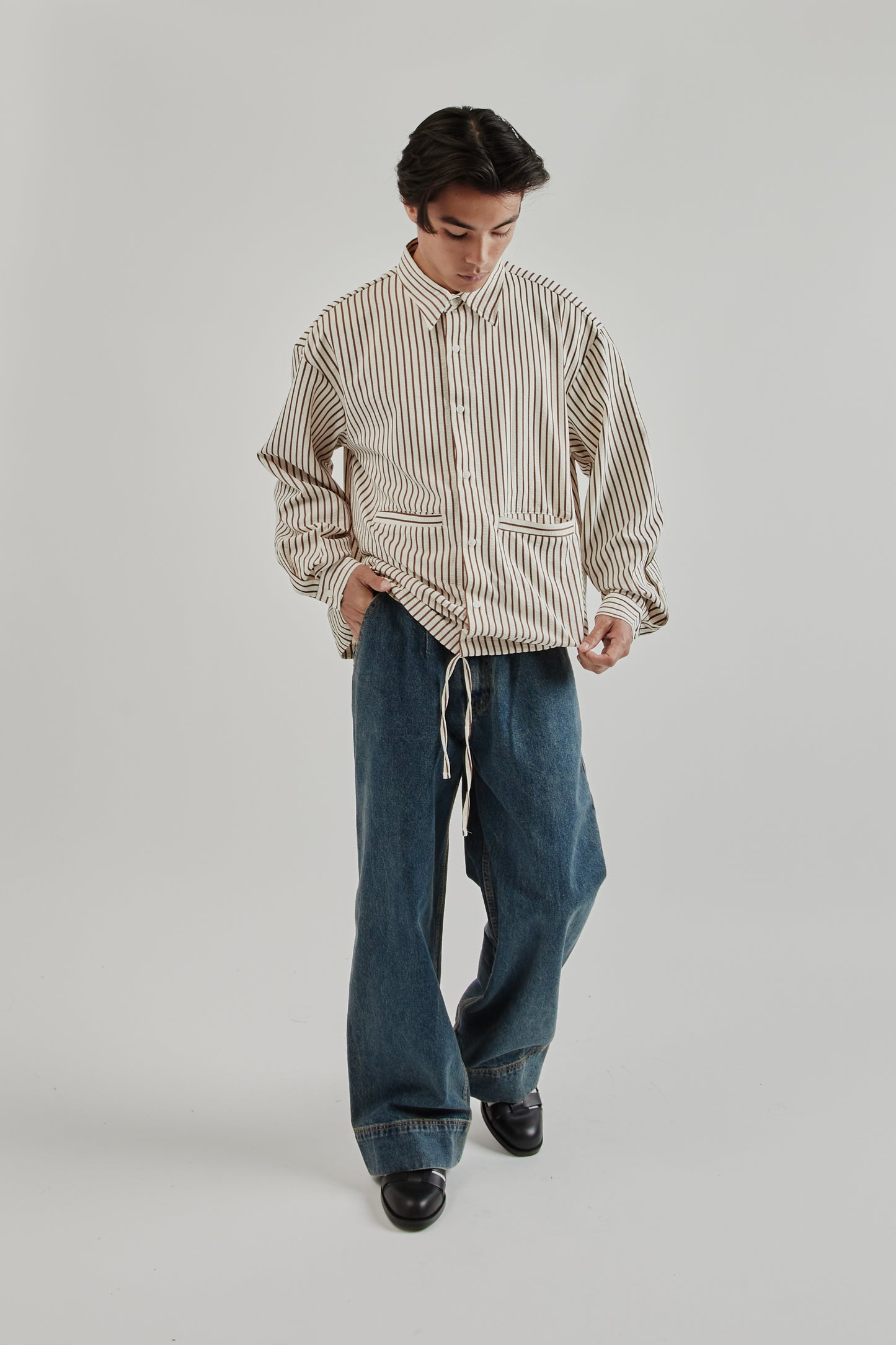 Estudio Niksen SS25 Stripe Pocket Shirt Brown Stripe 11