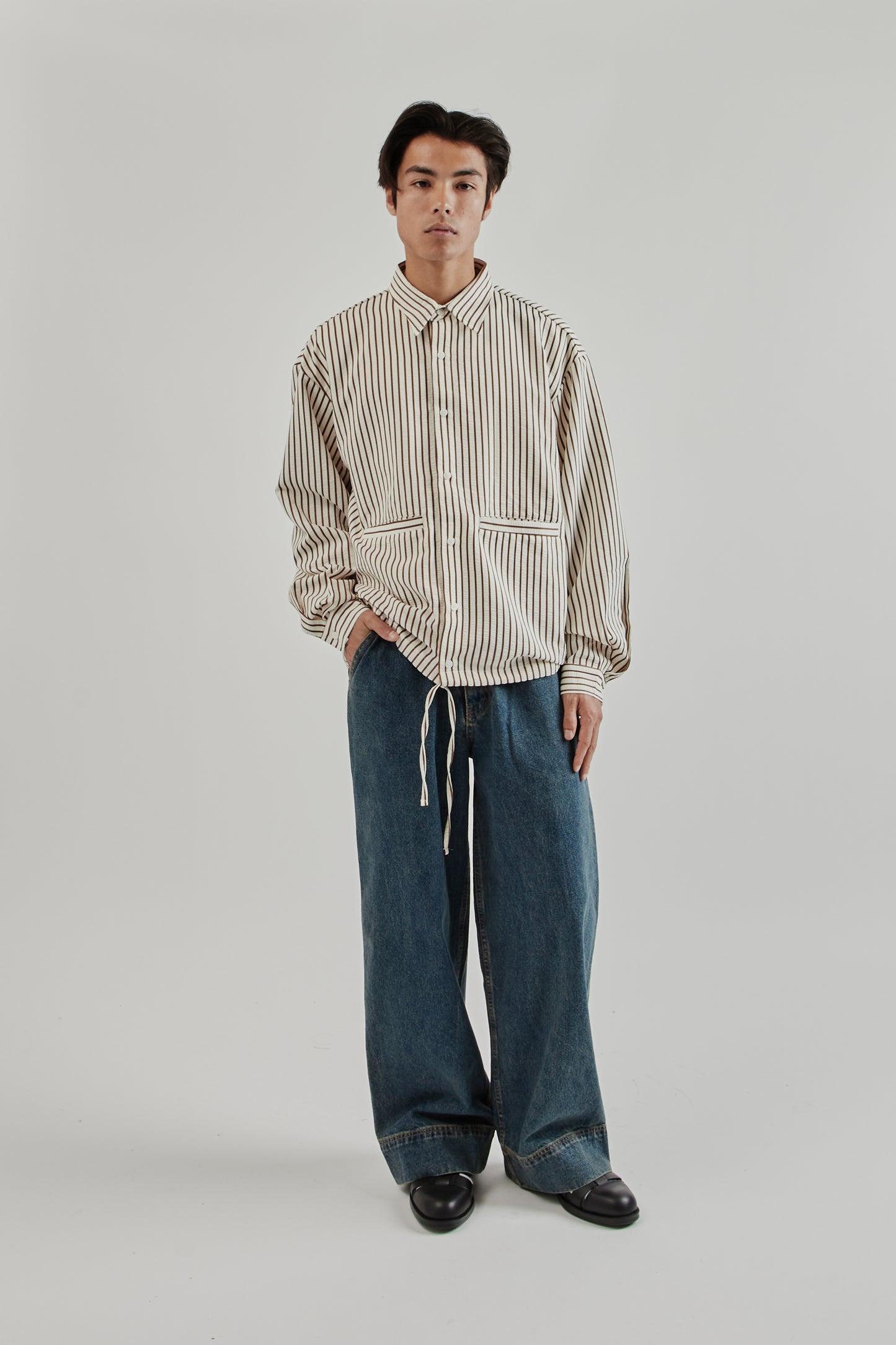 Estudio Niksen SS25 Stripe Pocket Shirt Brown Stripe 12