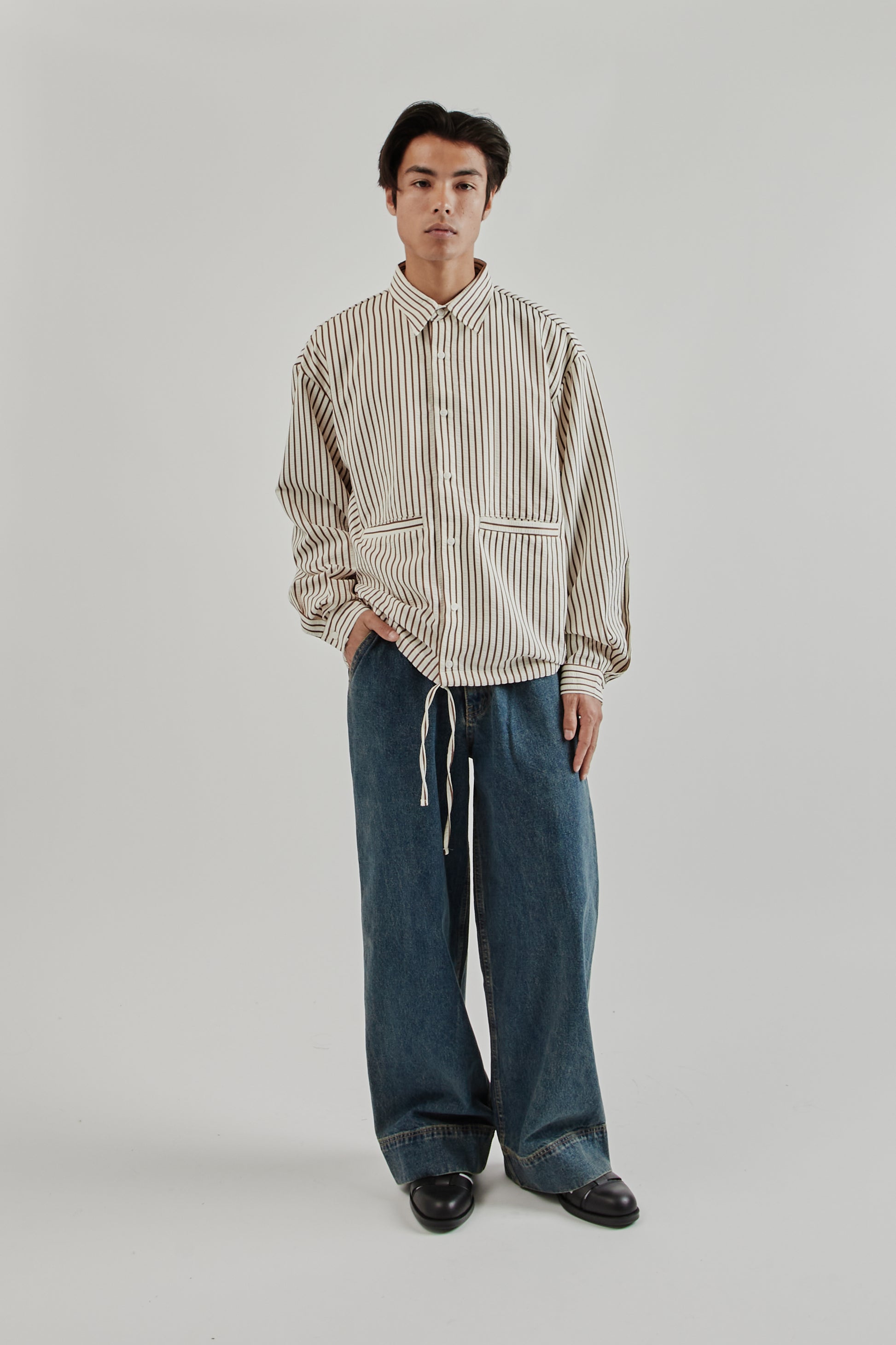 Estudio Niksen SS25 Stripe Pocket Shirt Brown Stripe 12
