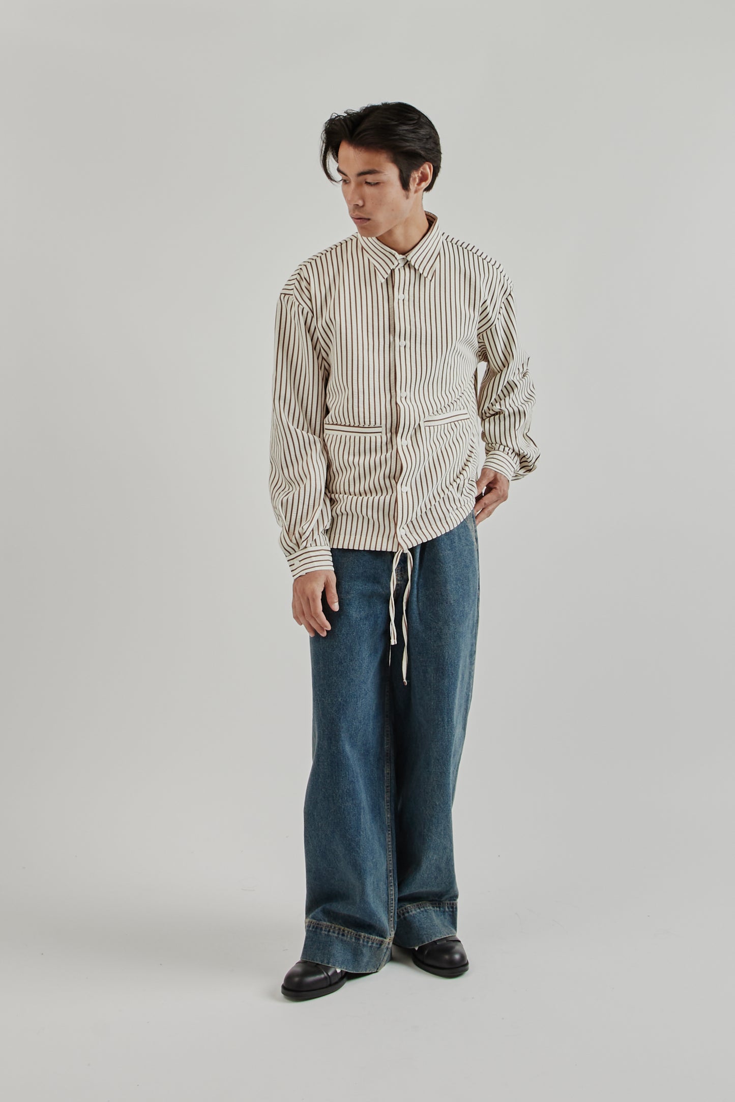 Estudio Niksen SS25 Stripe Pocket Shirt Brown Stripe 13