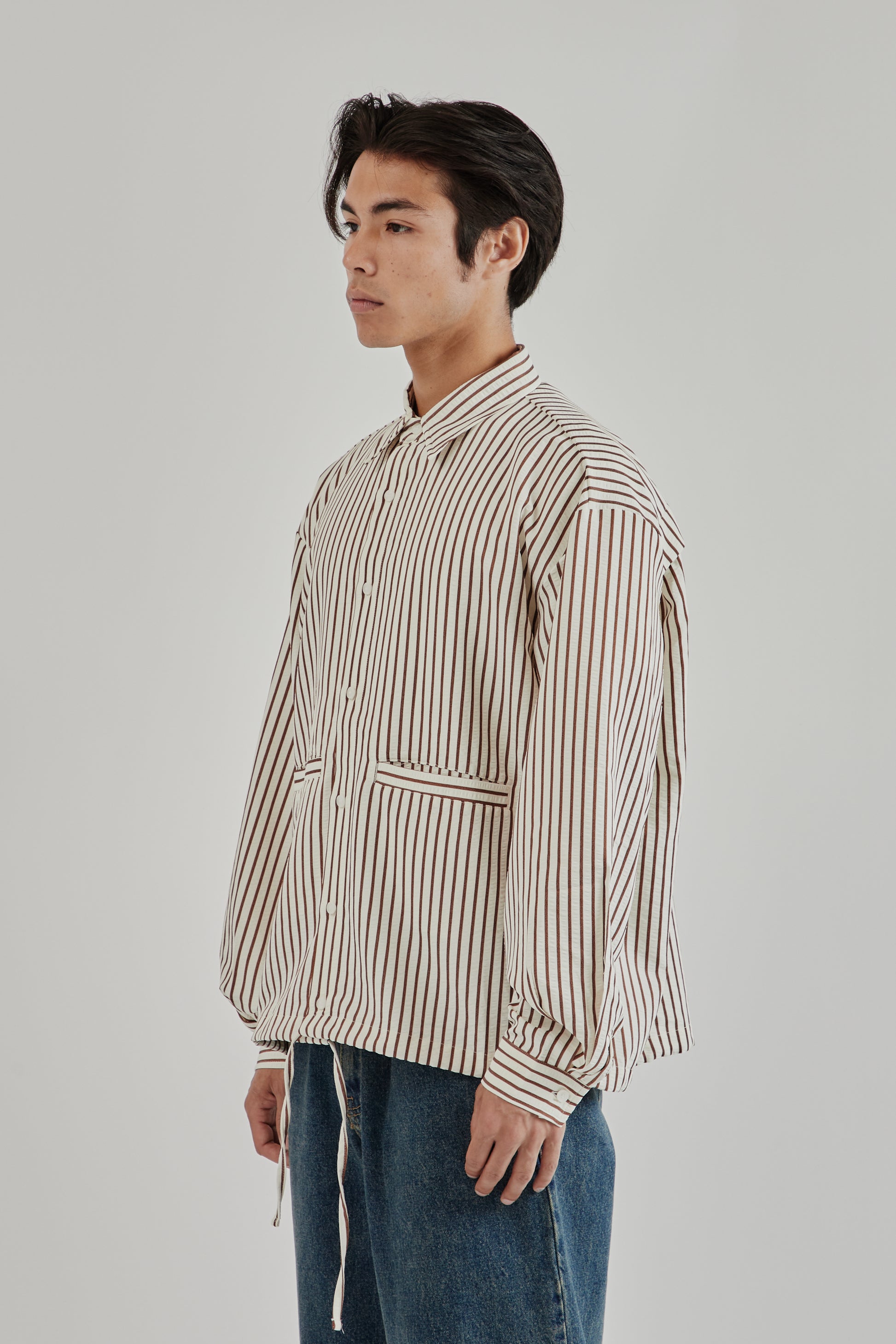 Estudio Niksen SS25 Stripe Pocket Shirt Brown Stripe 3